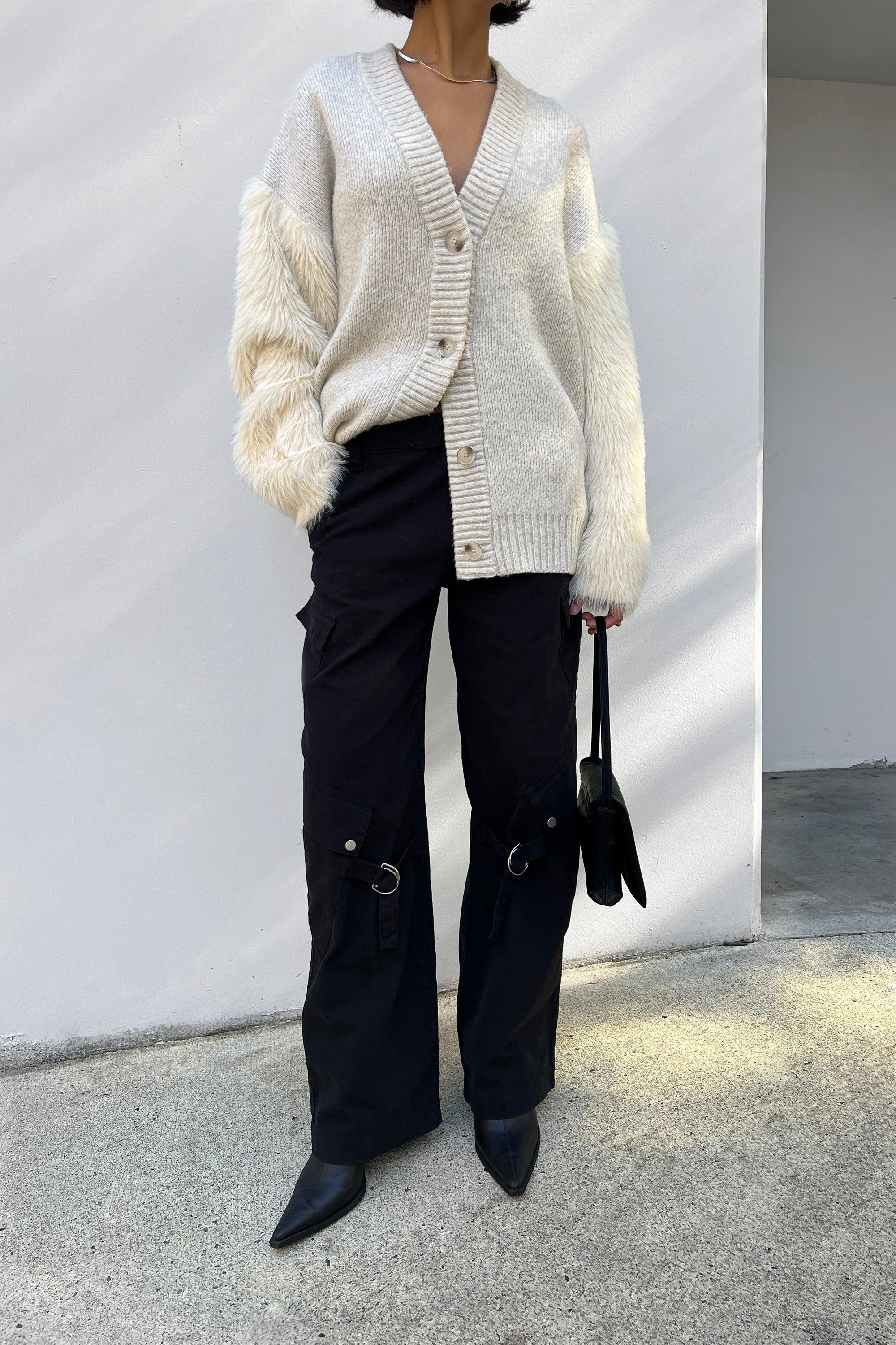 FUZZY SLEEVE CARDIGAN by OAK + FORT
