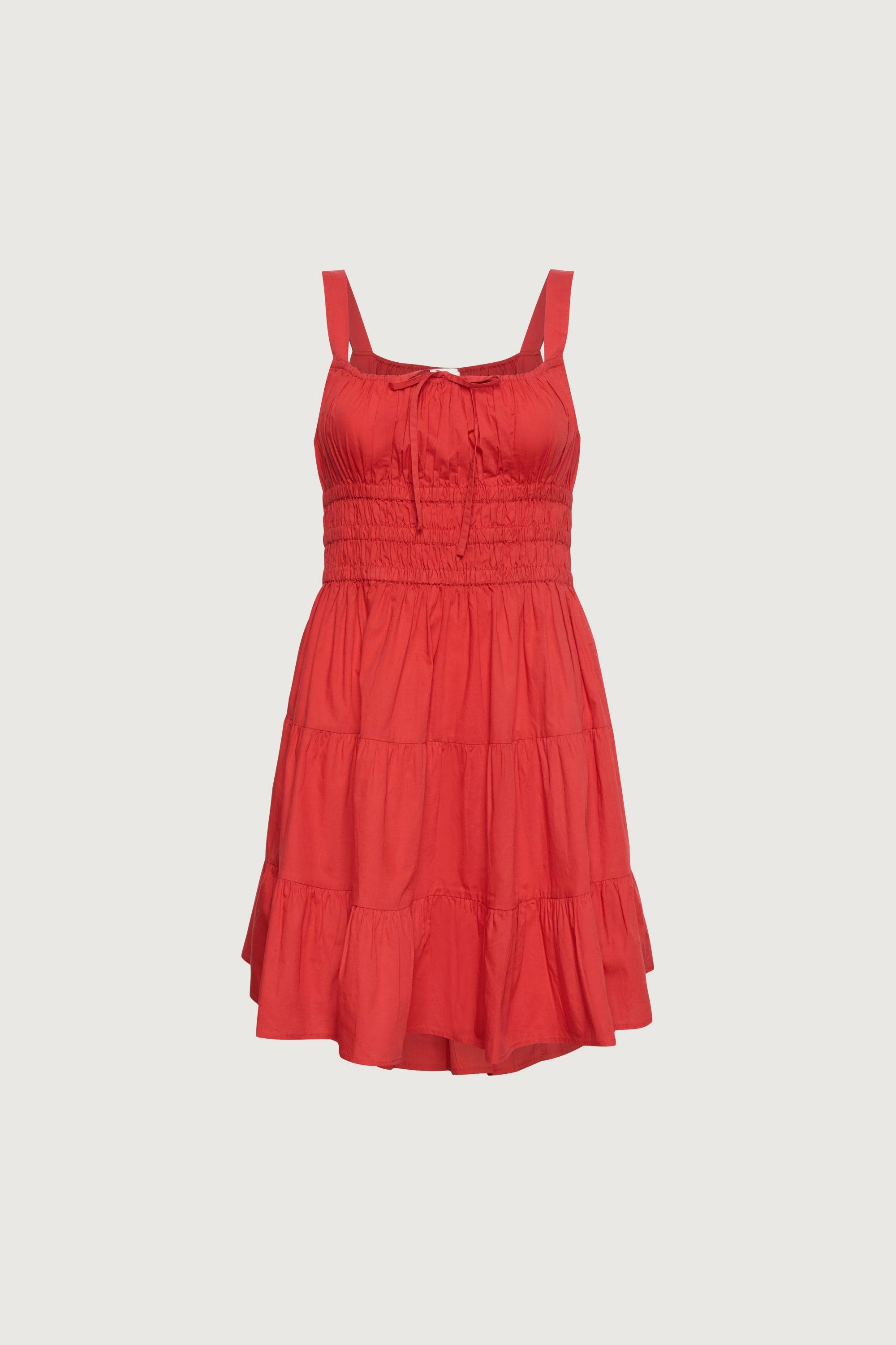 GATHERED COTTON POPLIN MINI DRESS by OAK + FORT