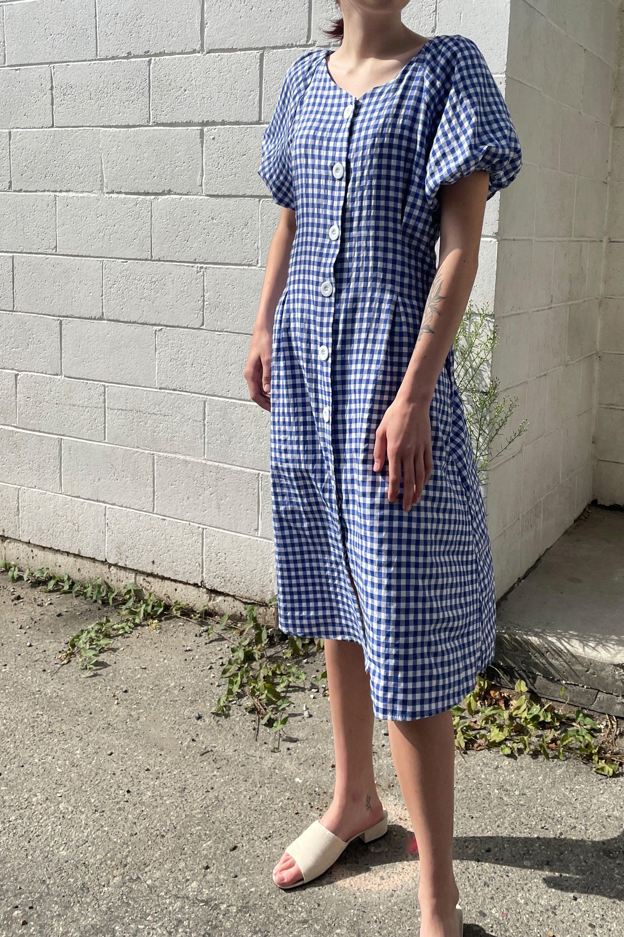 GINGHAM BUTTON UP DRESS by OAK + FORT