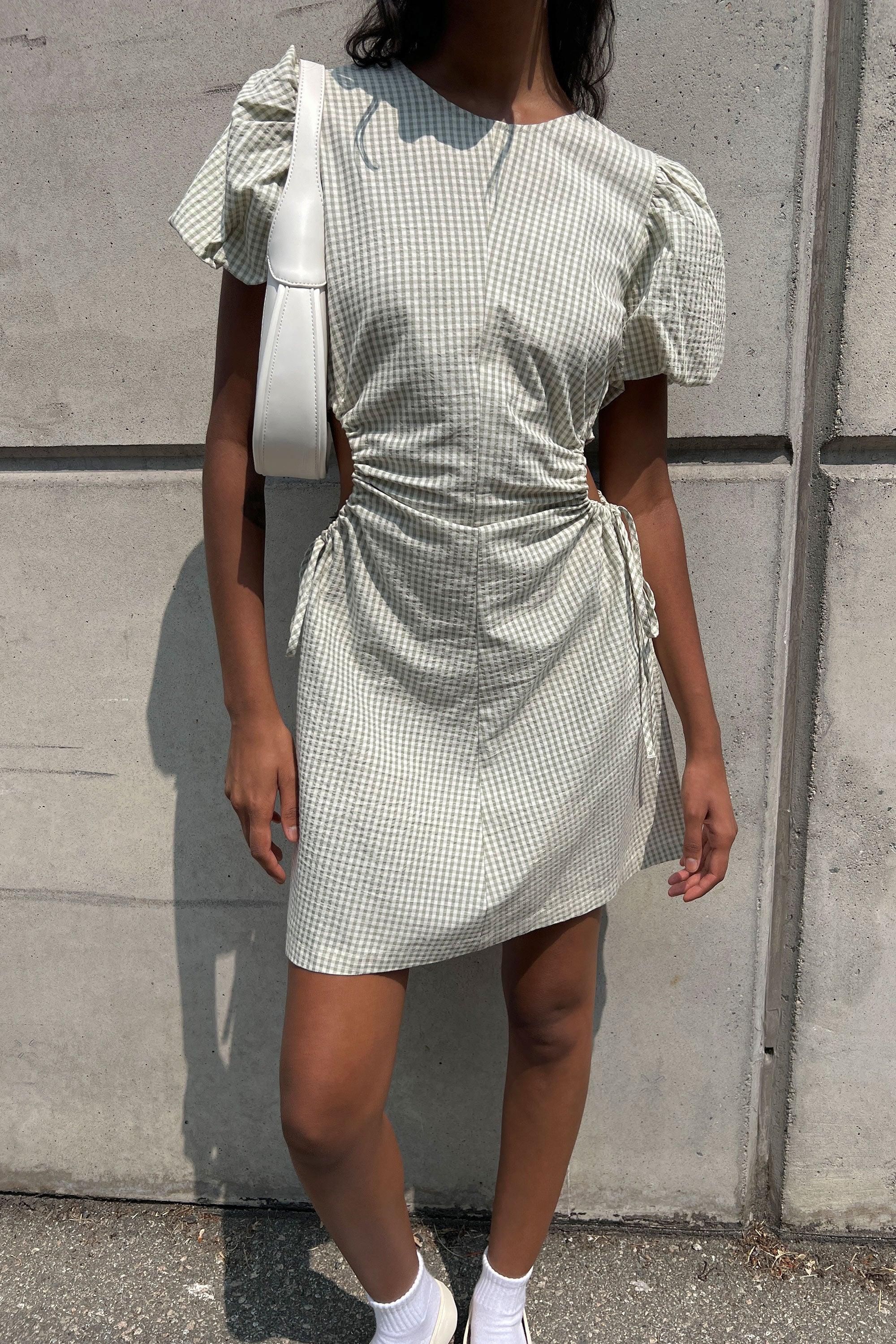 GINGHAM MINI DRESS WITH SIDE CUTOUTS by OAK + FORT