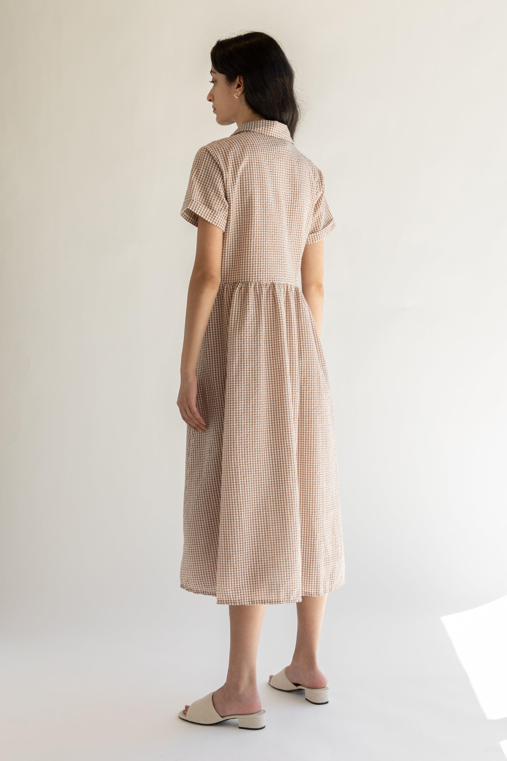 GINGHAM WRAP DRESS by OAK + FORT