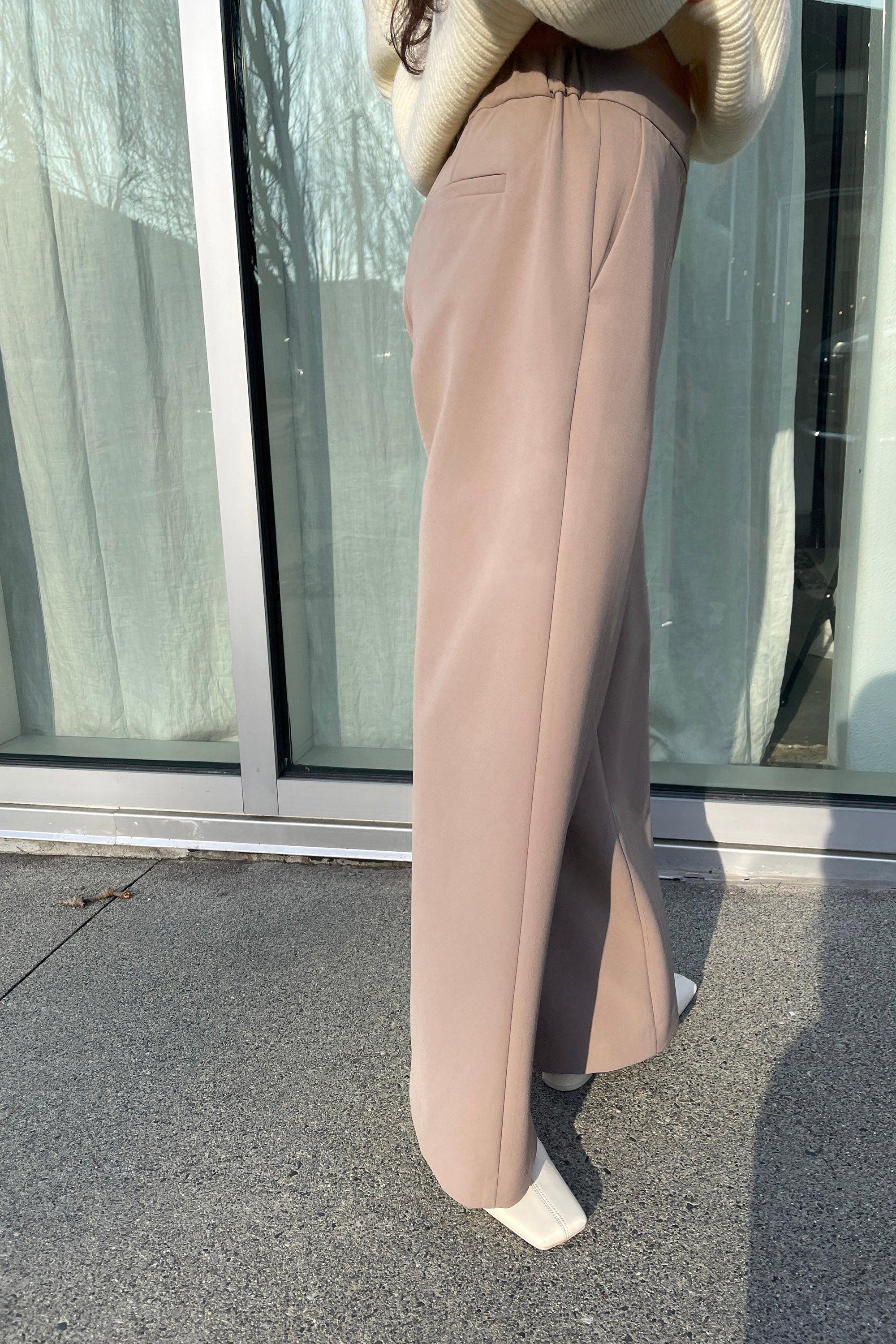 HALF ELASTIC WIDE LEG PANT by OAK + FORT
