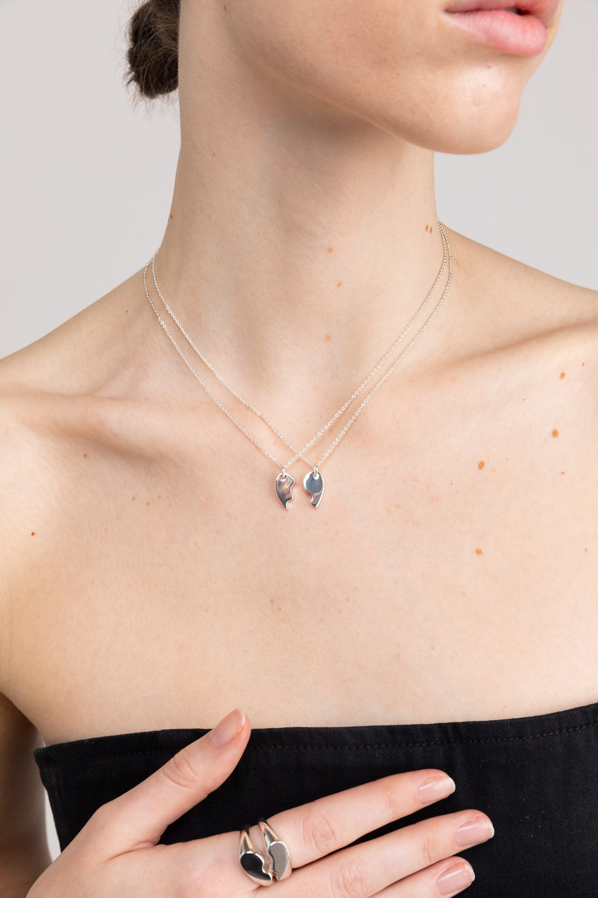 HALF HEART NECKLACE SET by OAK + FORT