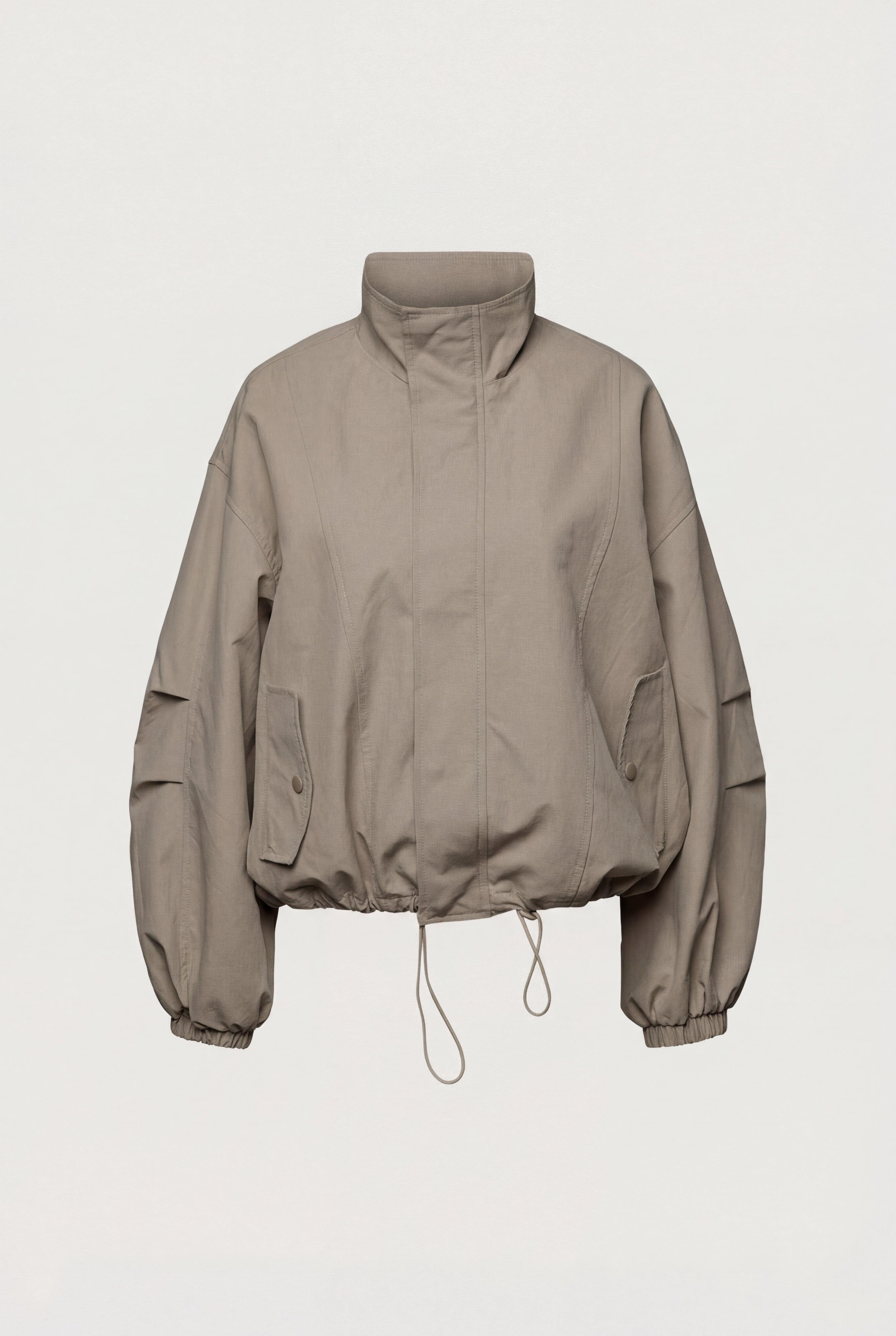 HIGH FUNNEL NECK CROPPED DRAWSTRING JACKET by OAK + FORT