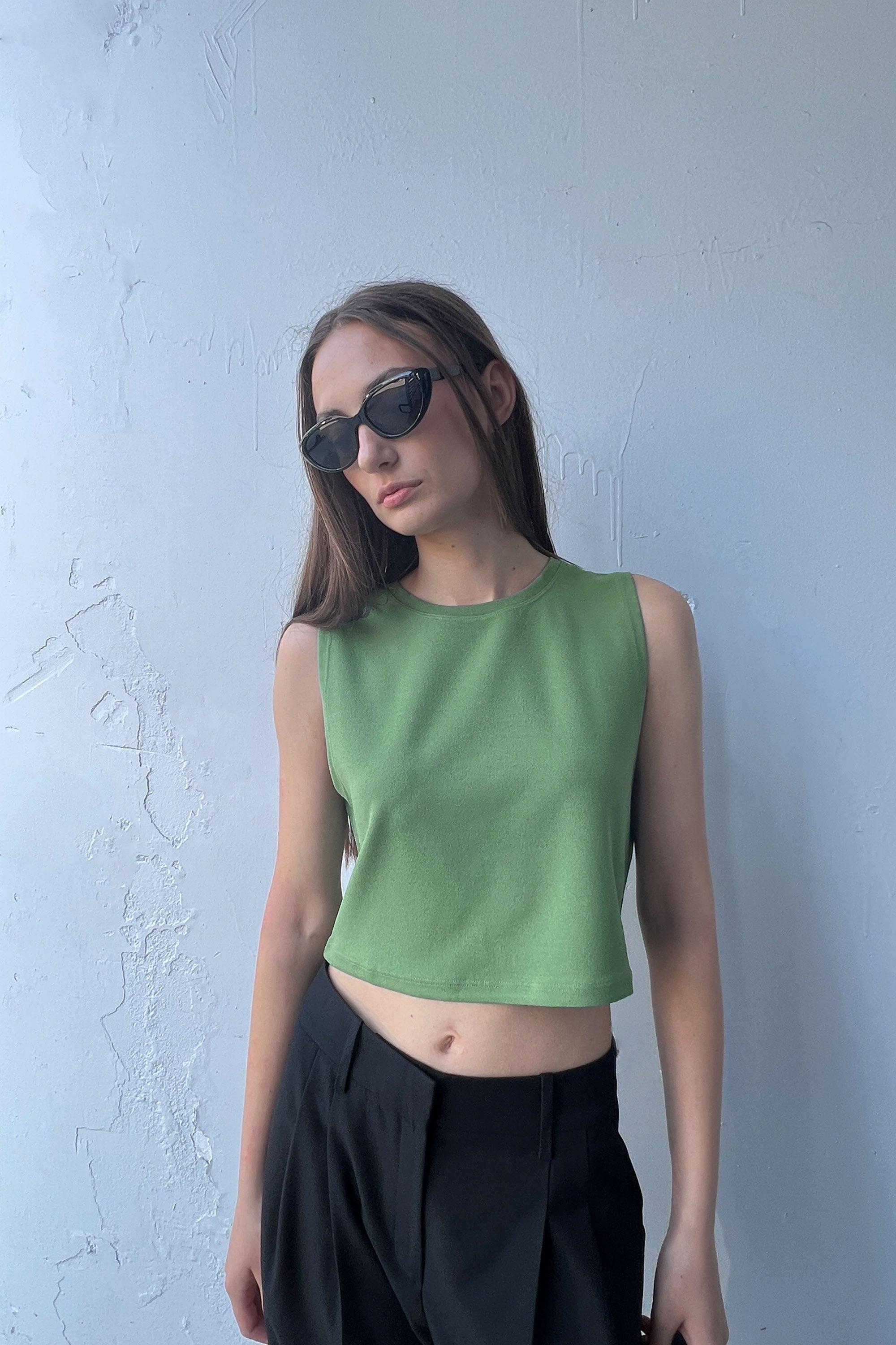 HIGH NECK CROPPED TANK by OAK + FORT