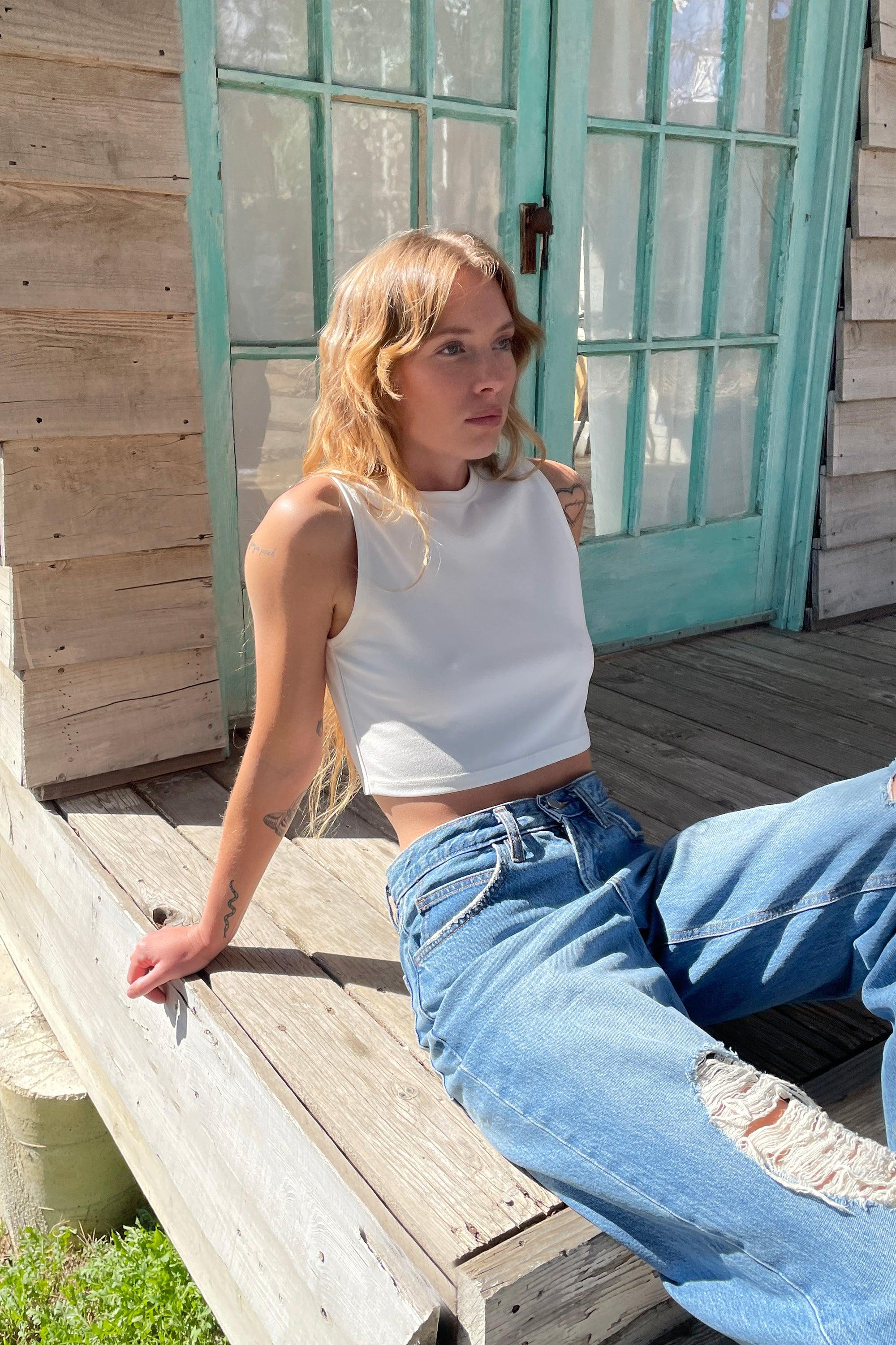 HIGH NECK CROPPED TANK by OAK + FORT