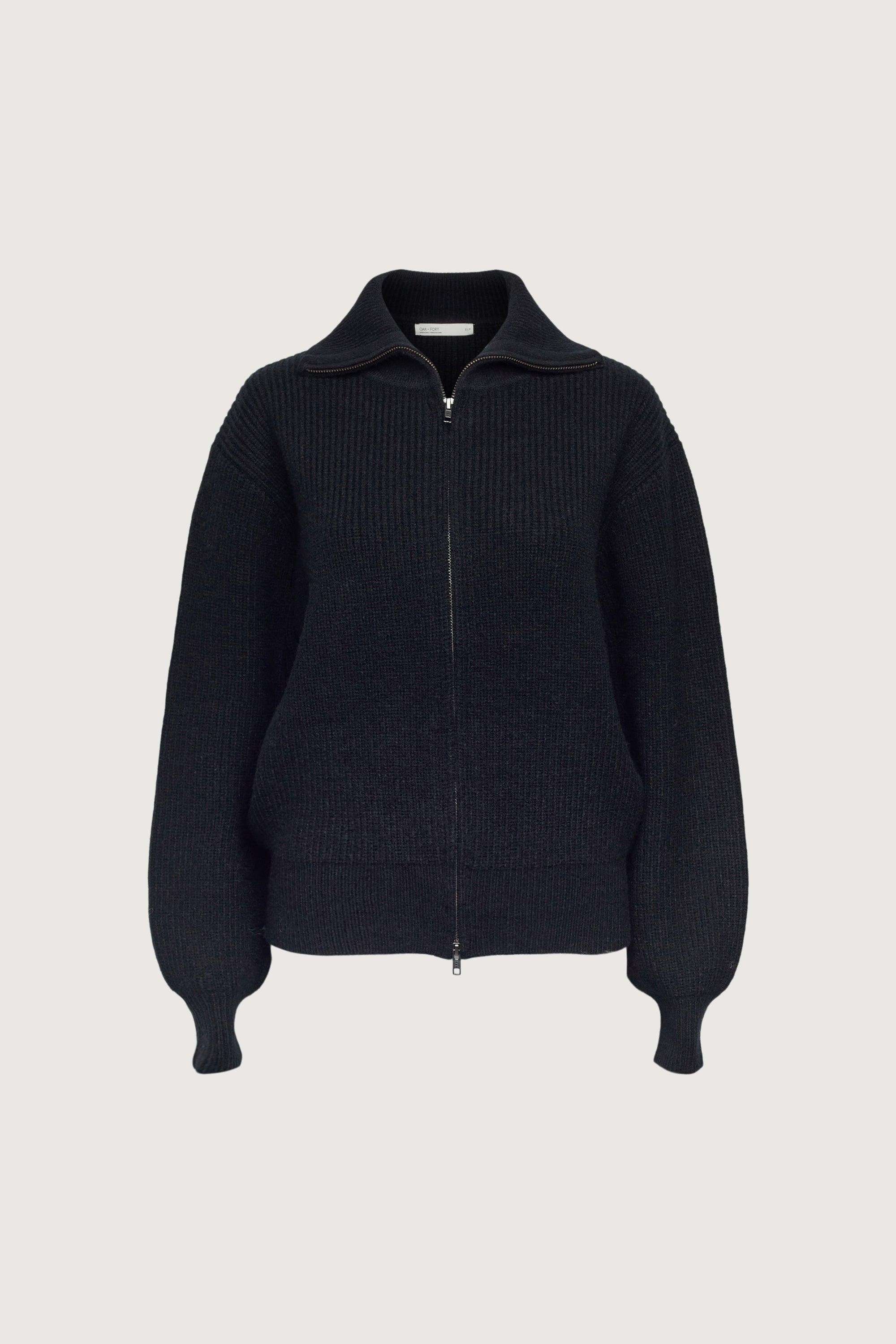 HIGH NECKLINE ZIP UP SWEATER by OAK + FORT