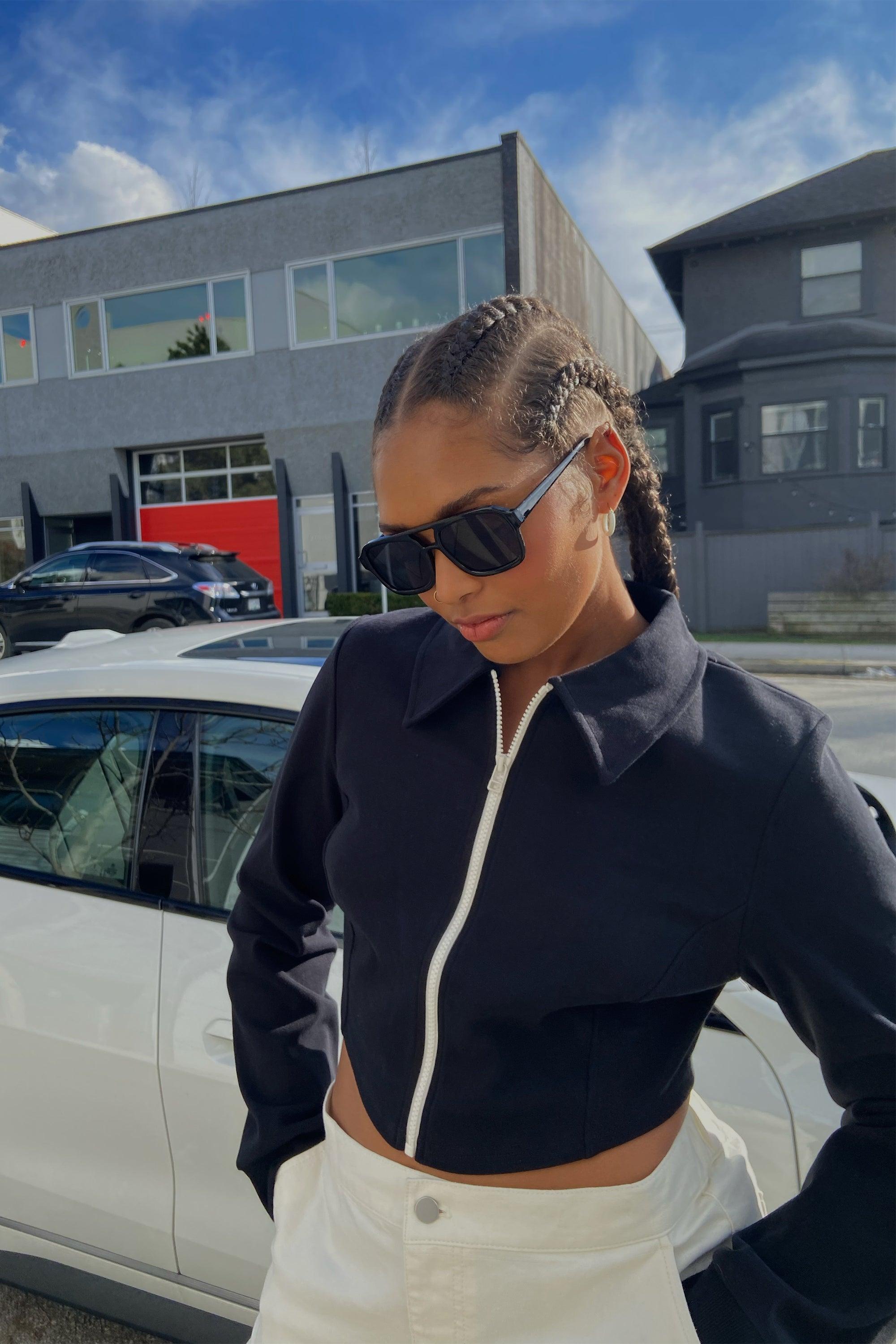 HIGH NECKLINE ZIP-UP TOP by OAK + FORT