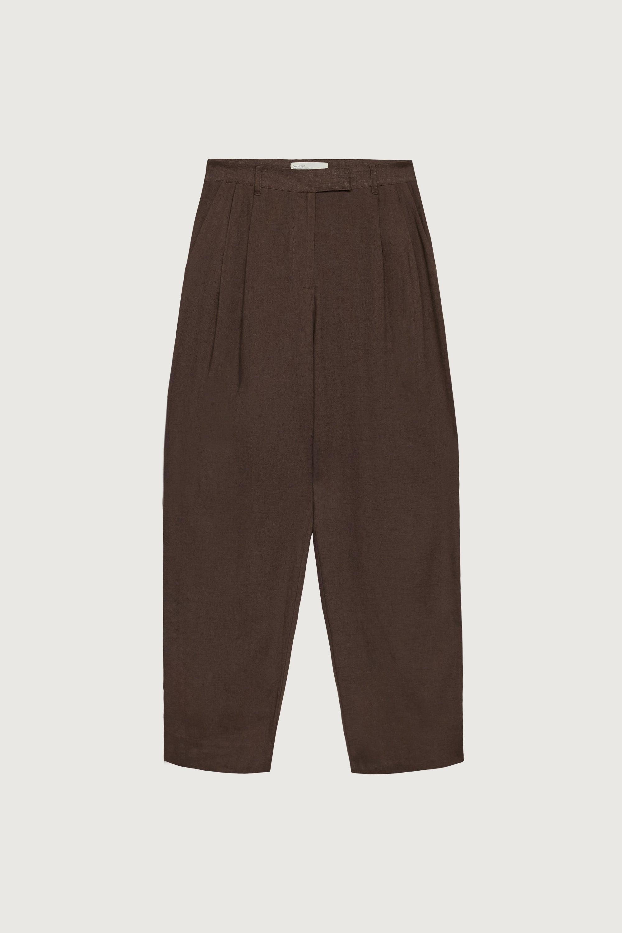 HIGH-RISE LINEN BLEND TROUSER by OAK + FORT