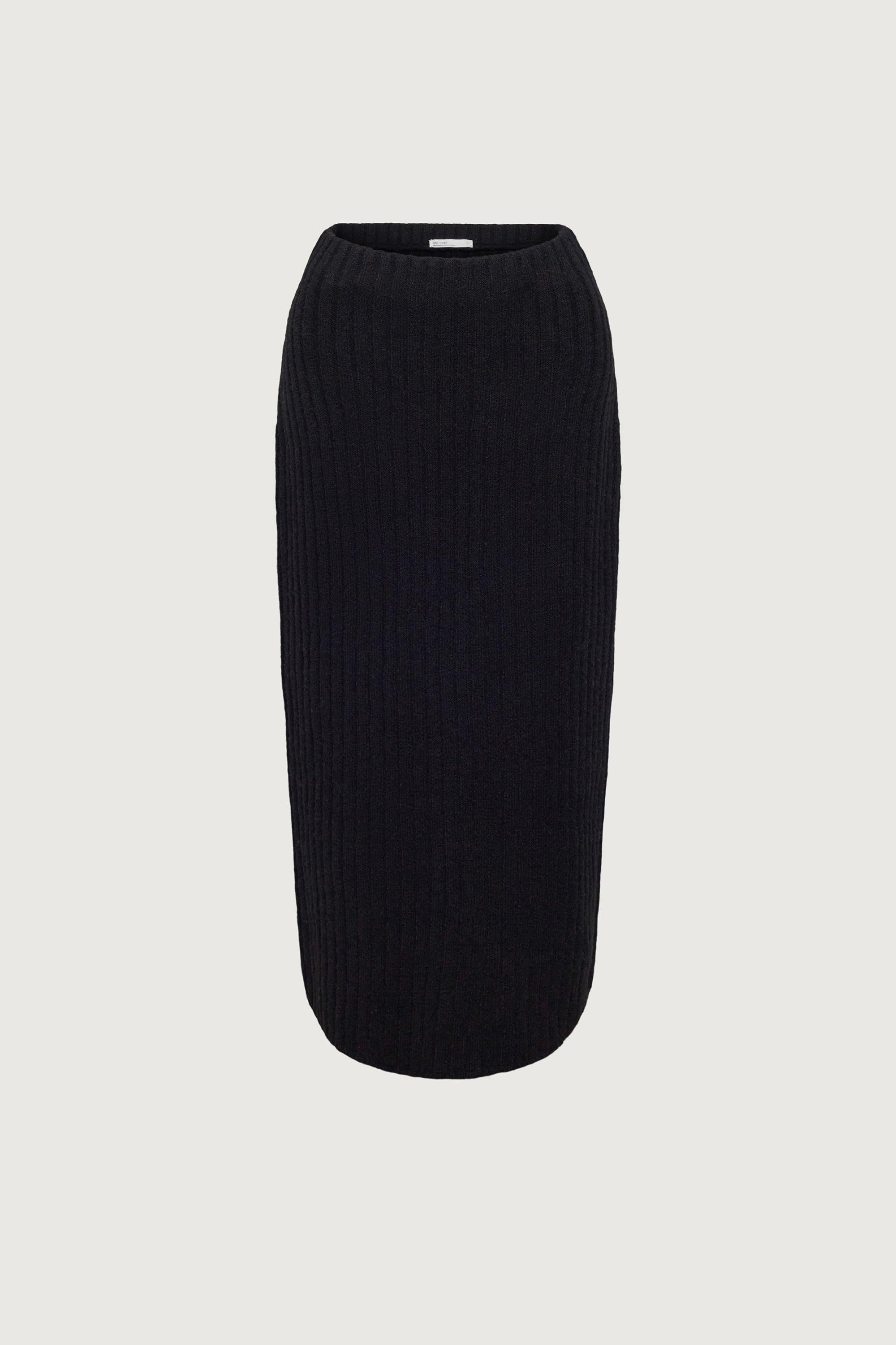 HIGH-RISE RIBBED KNIT MIDI SKIRT by OAK + FORT