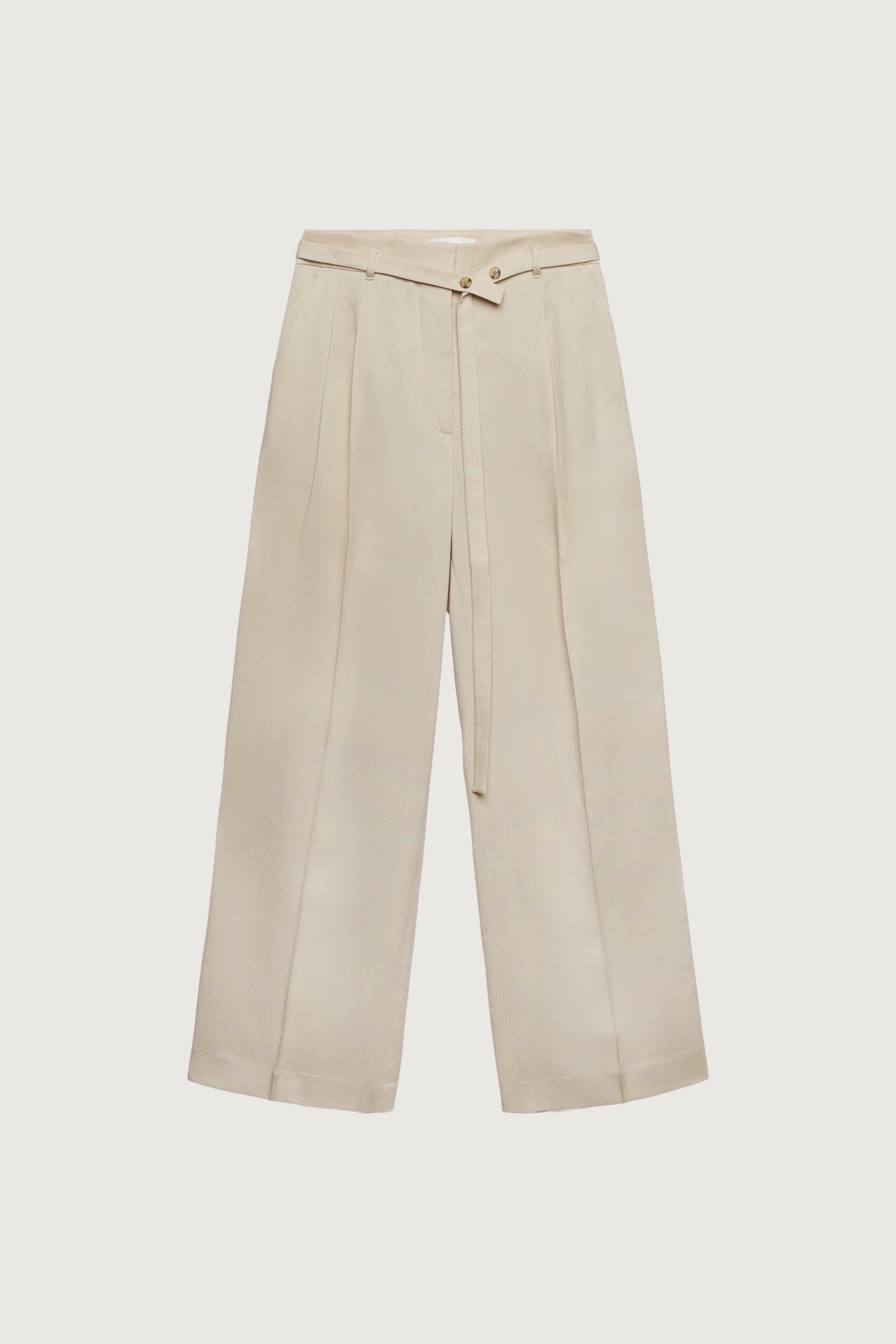 HIGH-RISE WIDE LEG BELT DETAIL TROUSER by OAK + FORT