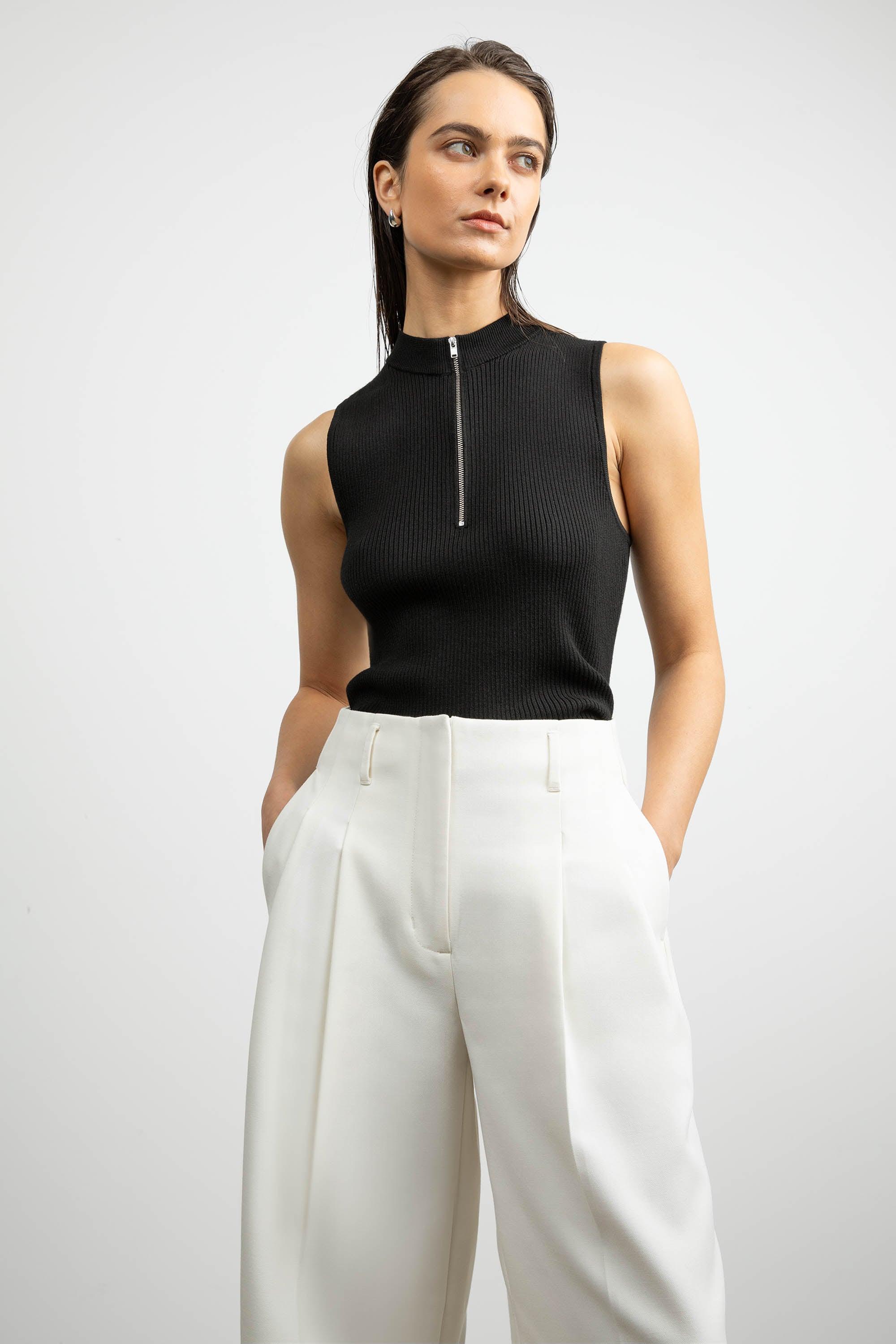 HIGH-RISE WIDE LEG SUITING PANT by OAK + FORT