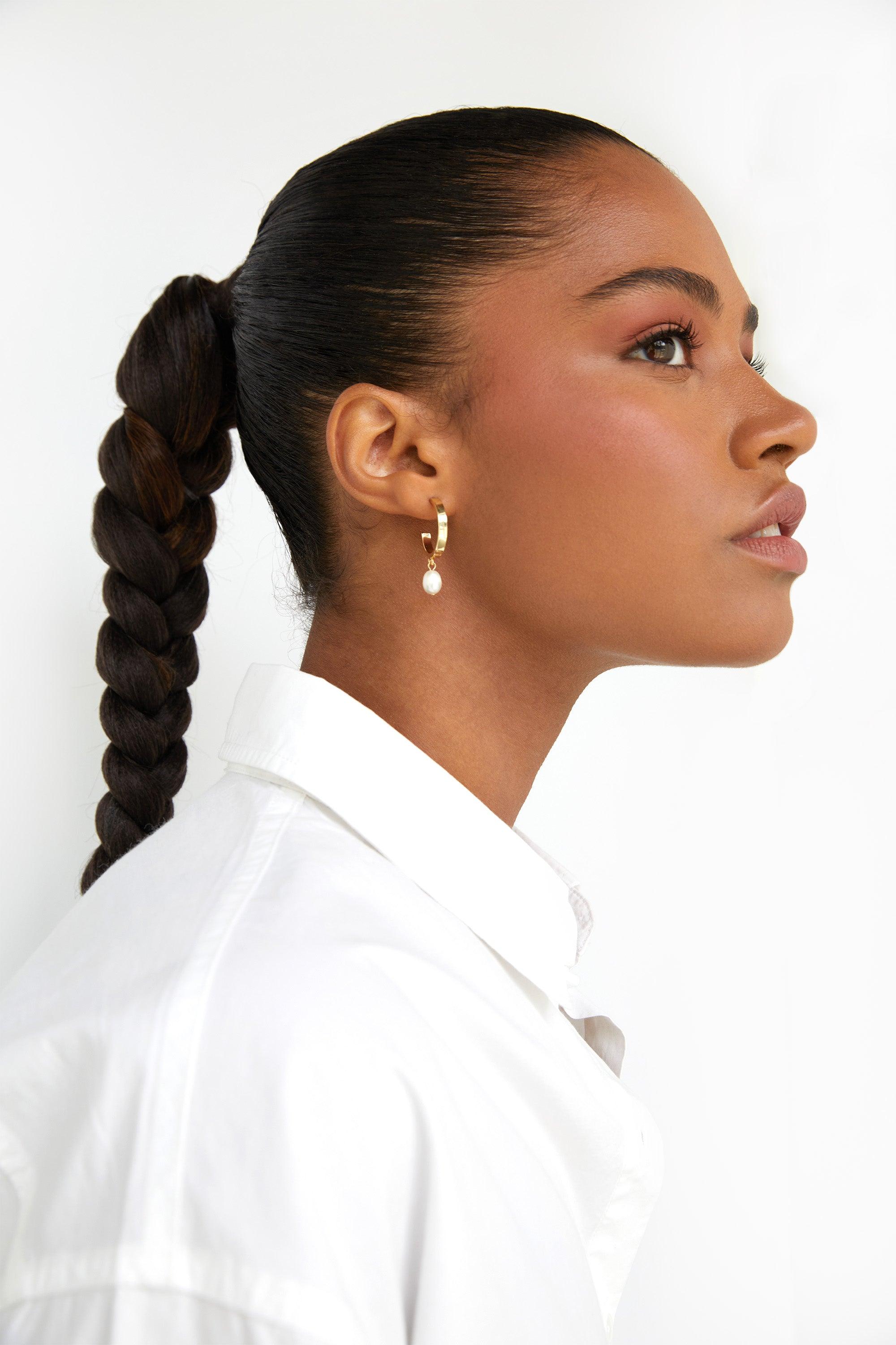 HOOP WITH PEARL by OAK + FORT