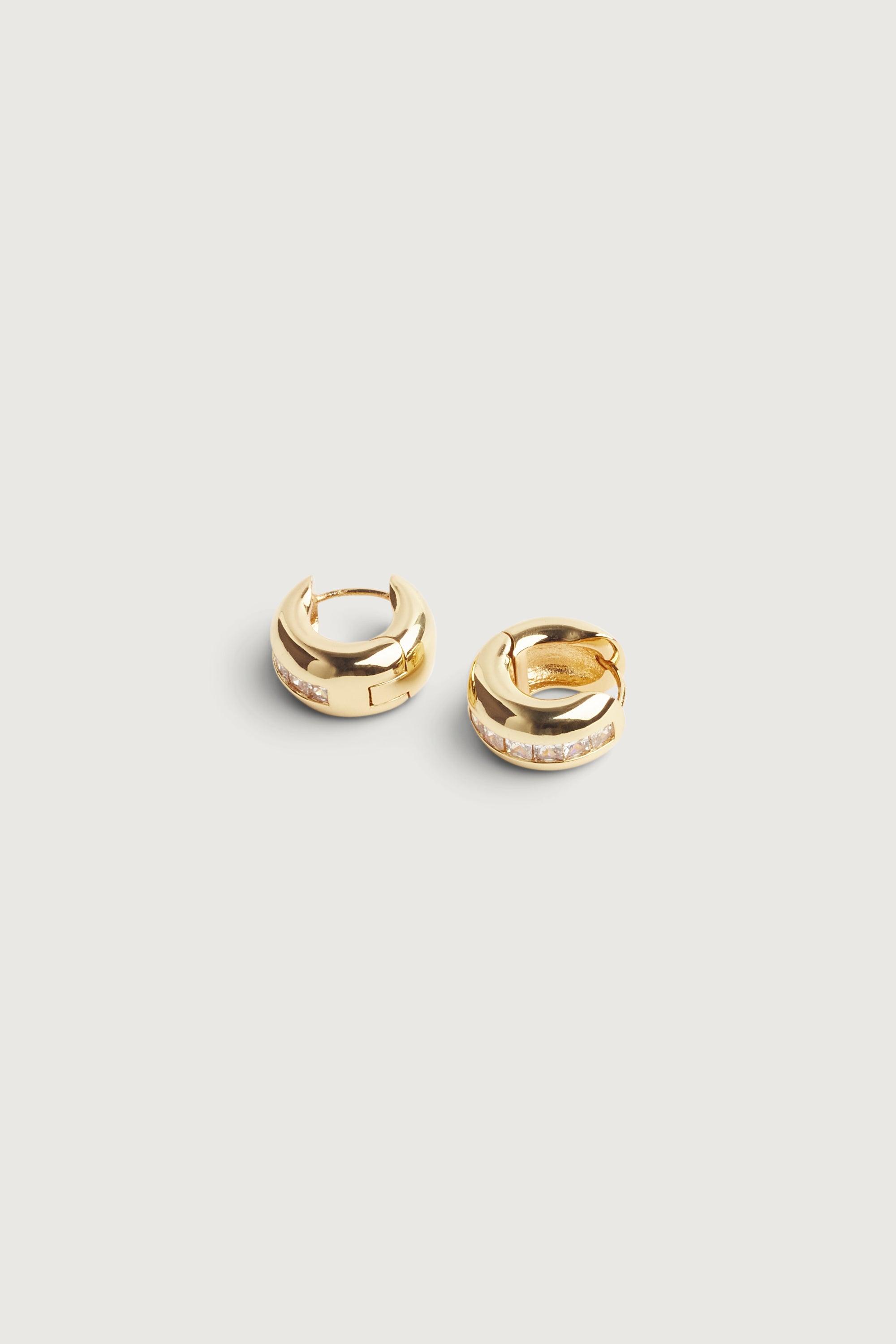 INLAID ZIRCONIA HOOP EARRINGS by OAK + FORT