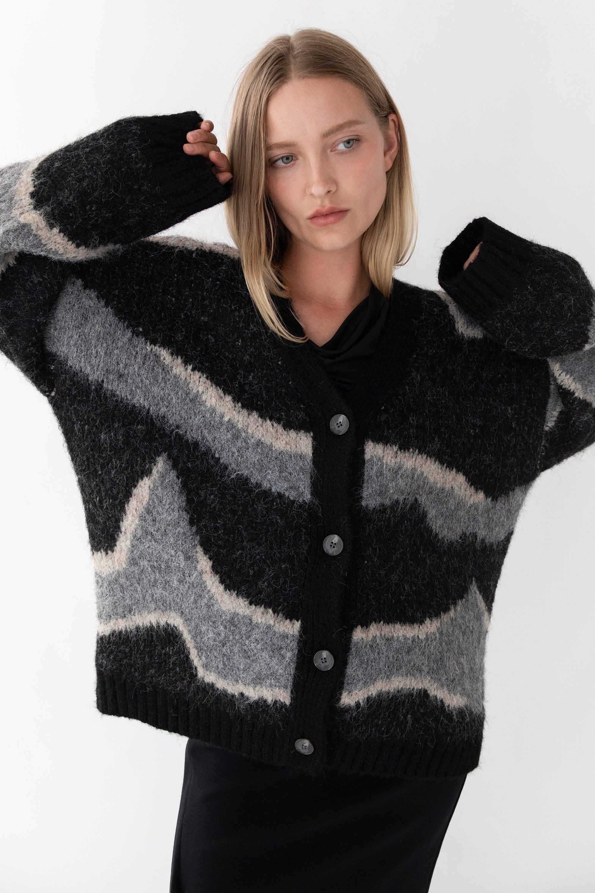 INTARSIA KNIT CARDIGAN by OAK + FORT