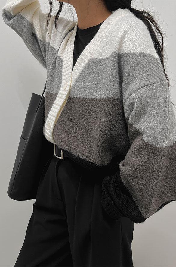 INTARSIA KNIT CARDIGAN by OAK + FORT