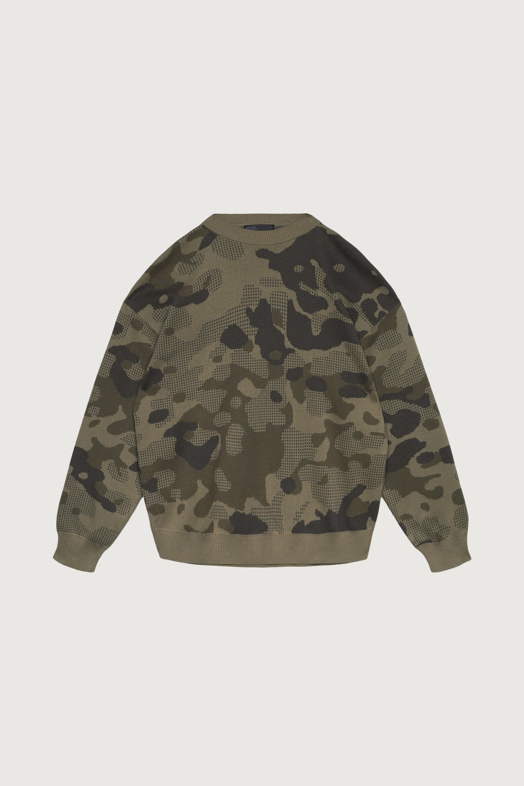 JACQUARD CAMO KNIT SWEATER by OAK + FORT