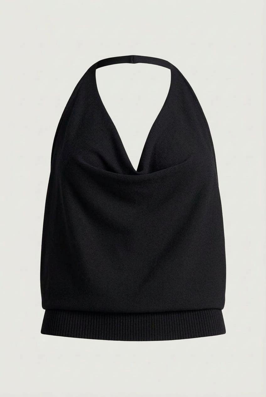 KNIT COWL NECK HALTER TOP by OAK + FORT