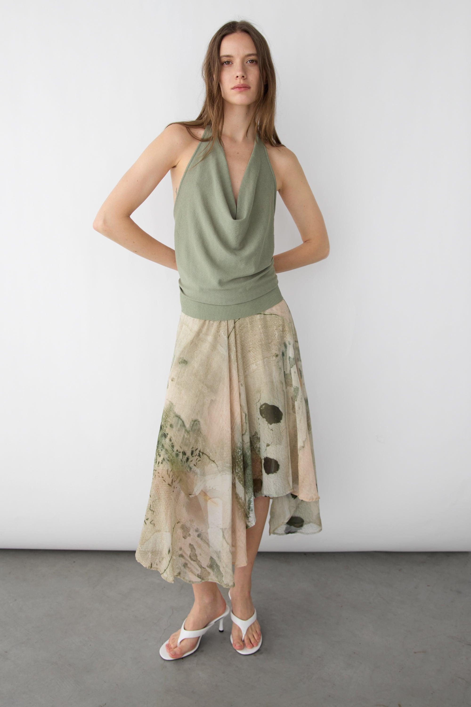 KNIT COWL NECK HALTER TOP by OAK + FORT