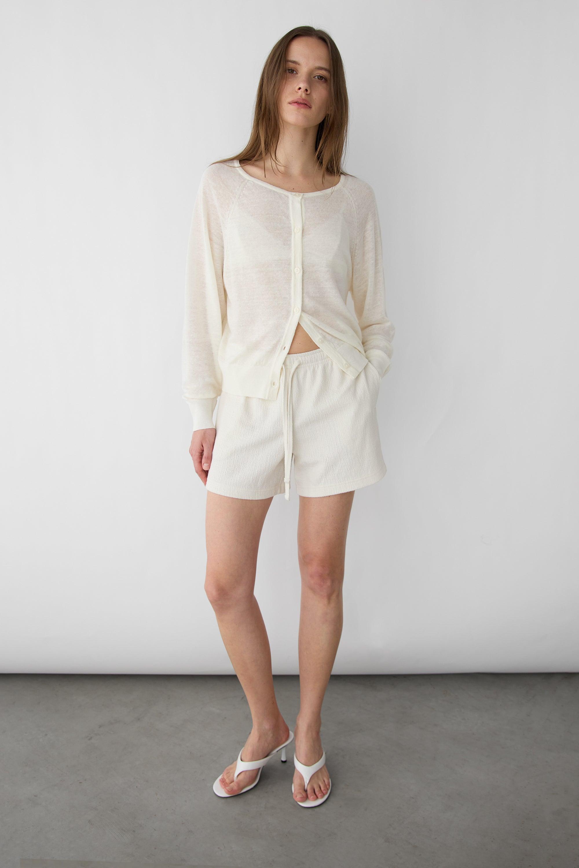 KNIT DRAWSTRING ELASTIC WAIST SHORT by OAK + FORT