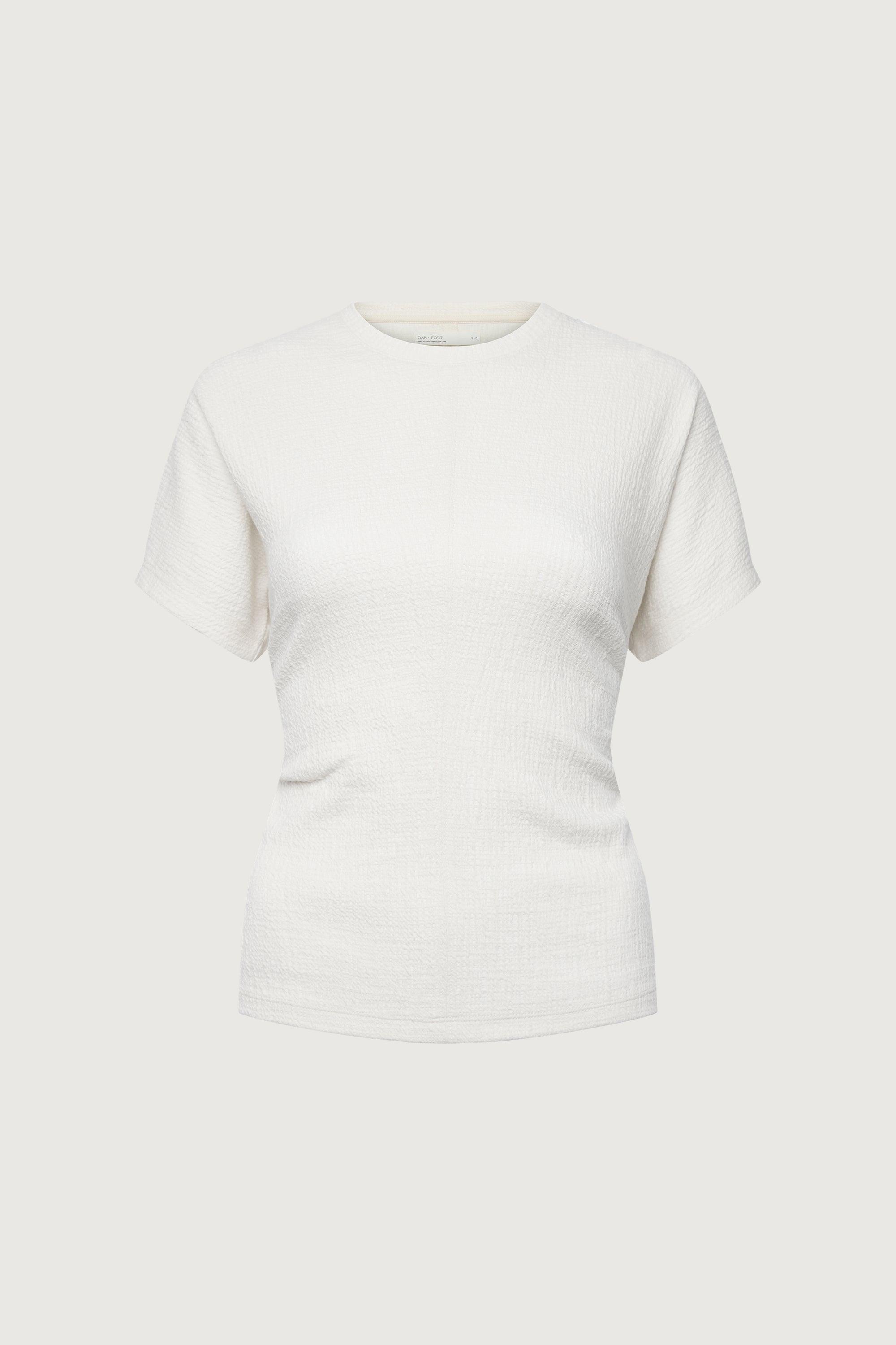 KNIT SHORT SLEEVE RUCHED WAIST TOP by OAK + FORT