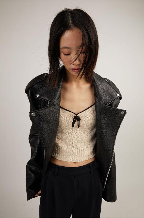 KNIT TANK TOP WITH CONTRAST TRIM by OAK + FORT