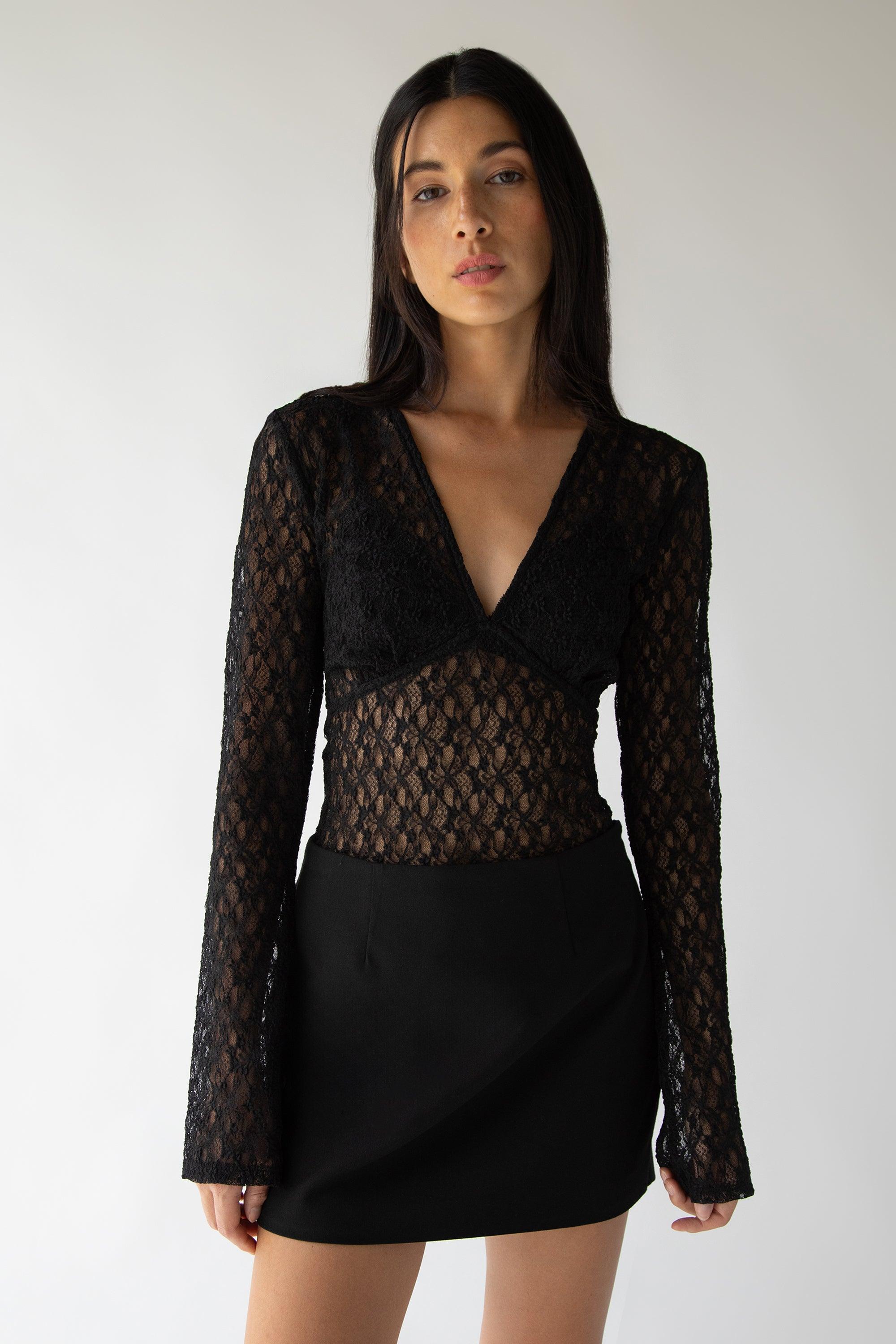 LACE LONG SLEEVE TOP by OAK + FORT