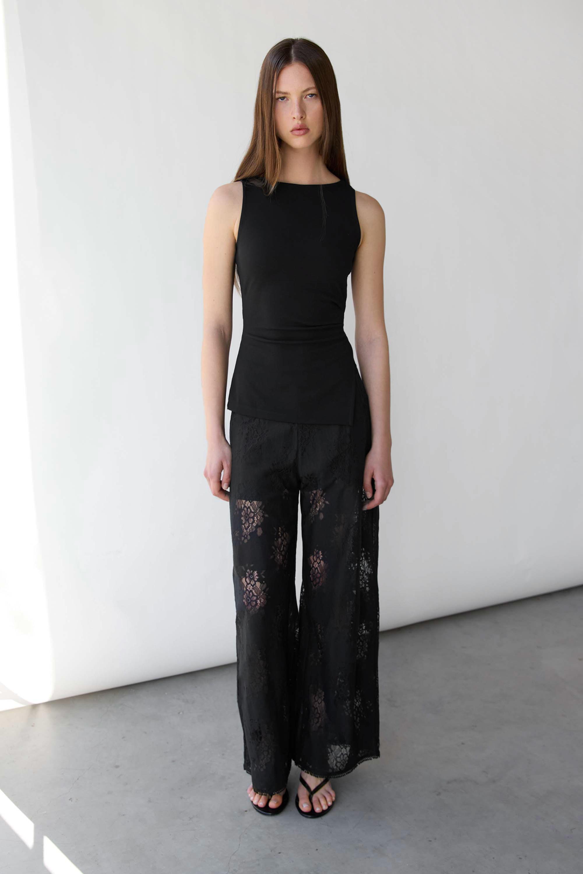LACE WIDE LEG PANT by OAK + FORT