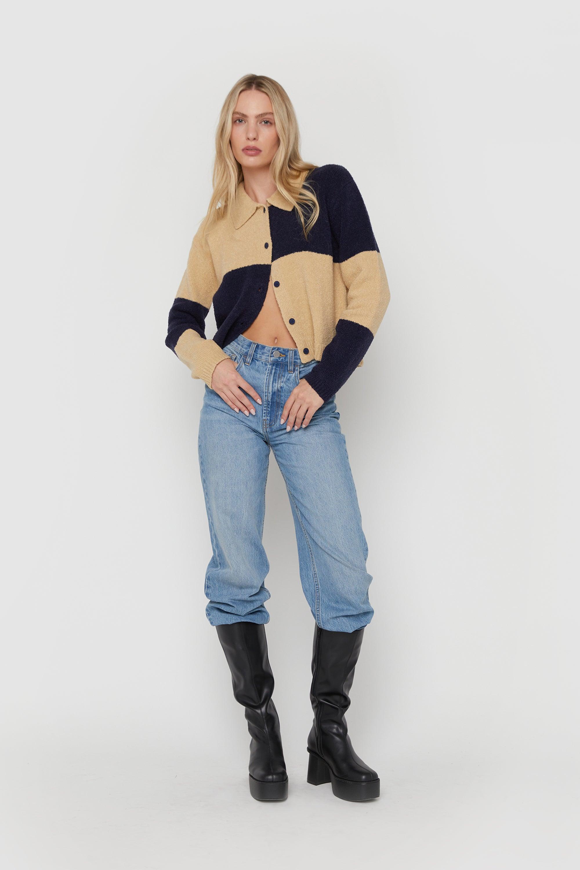 LARGE CHECKERED CARDIGAN by OAK + FORT