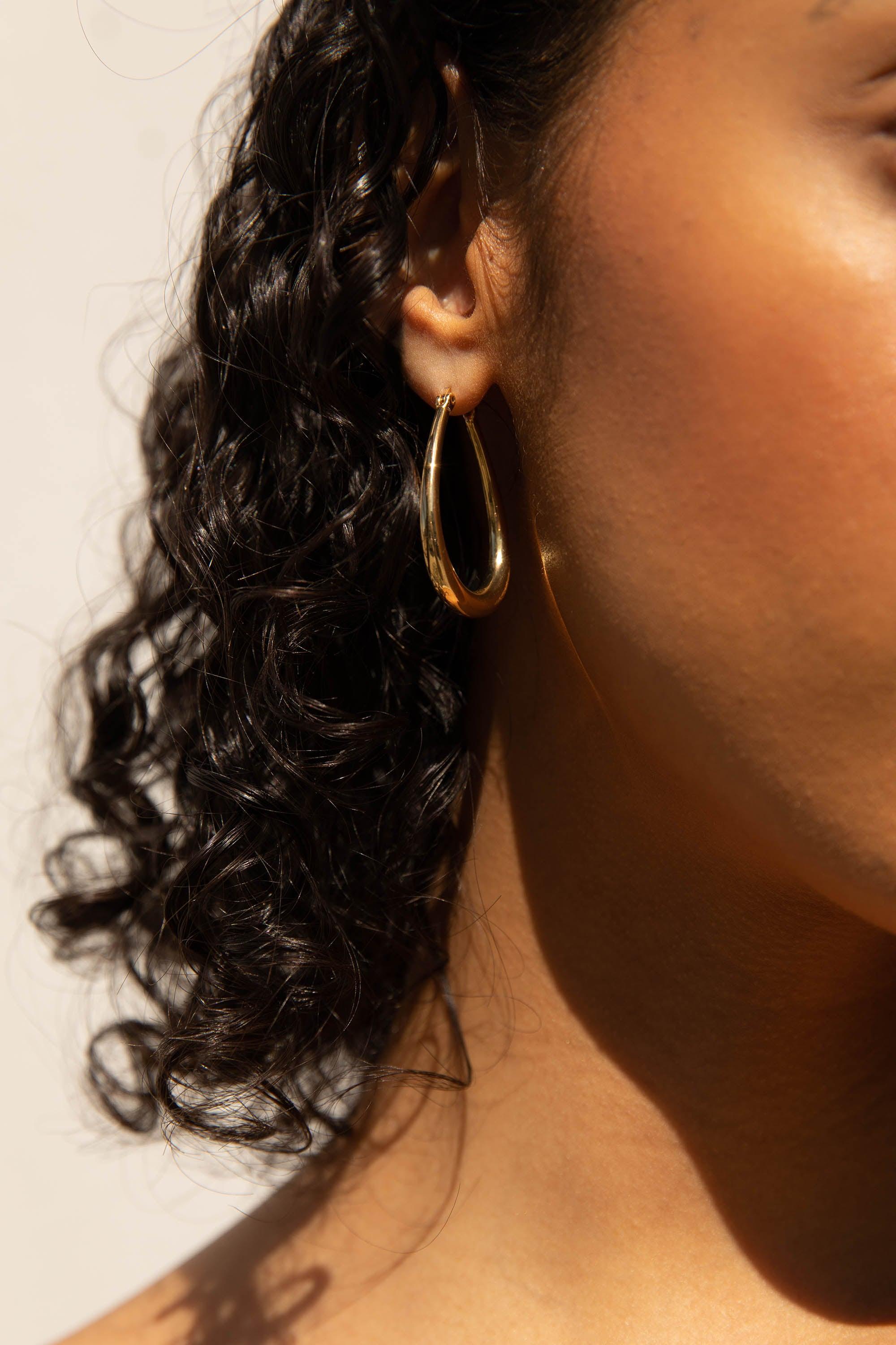 LARGE TEAR DROP HOOPS by OAK + FORT