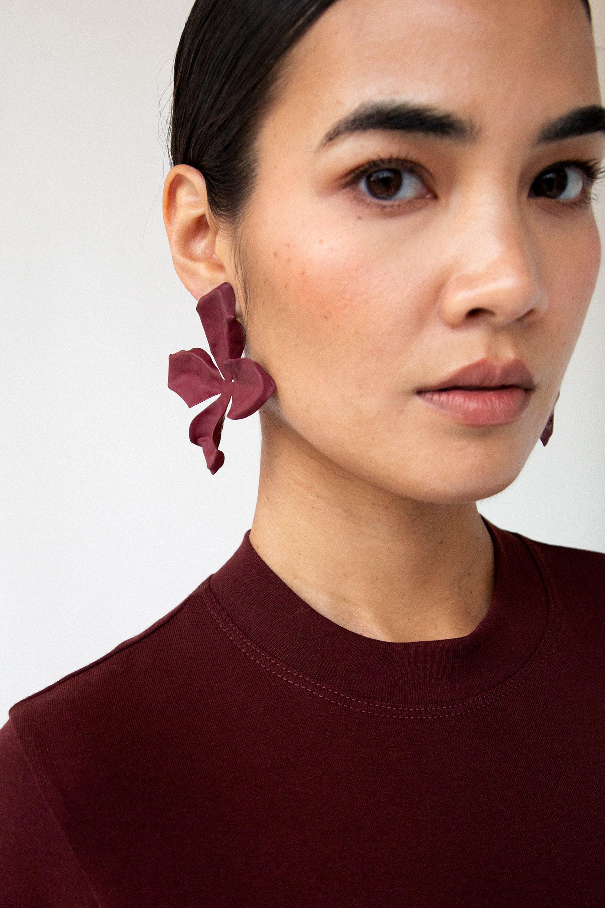 LARGE TEXTURED FLOWER EARRINGS by OAK + FORT