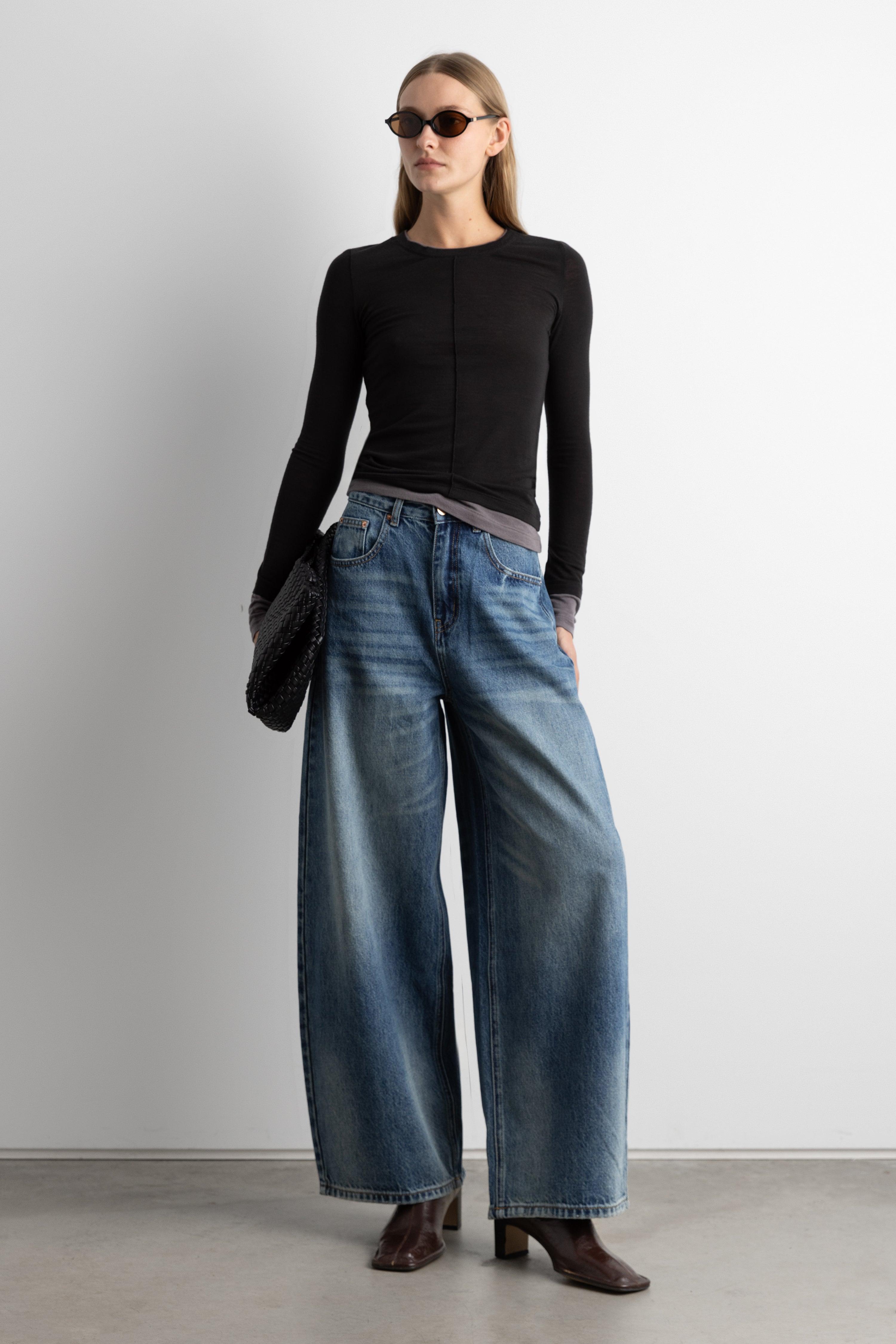 LAYERED EFFECT LONG SLEEVE TOP by OAK + FORT