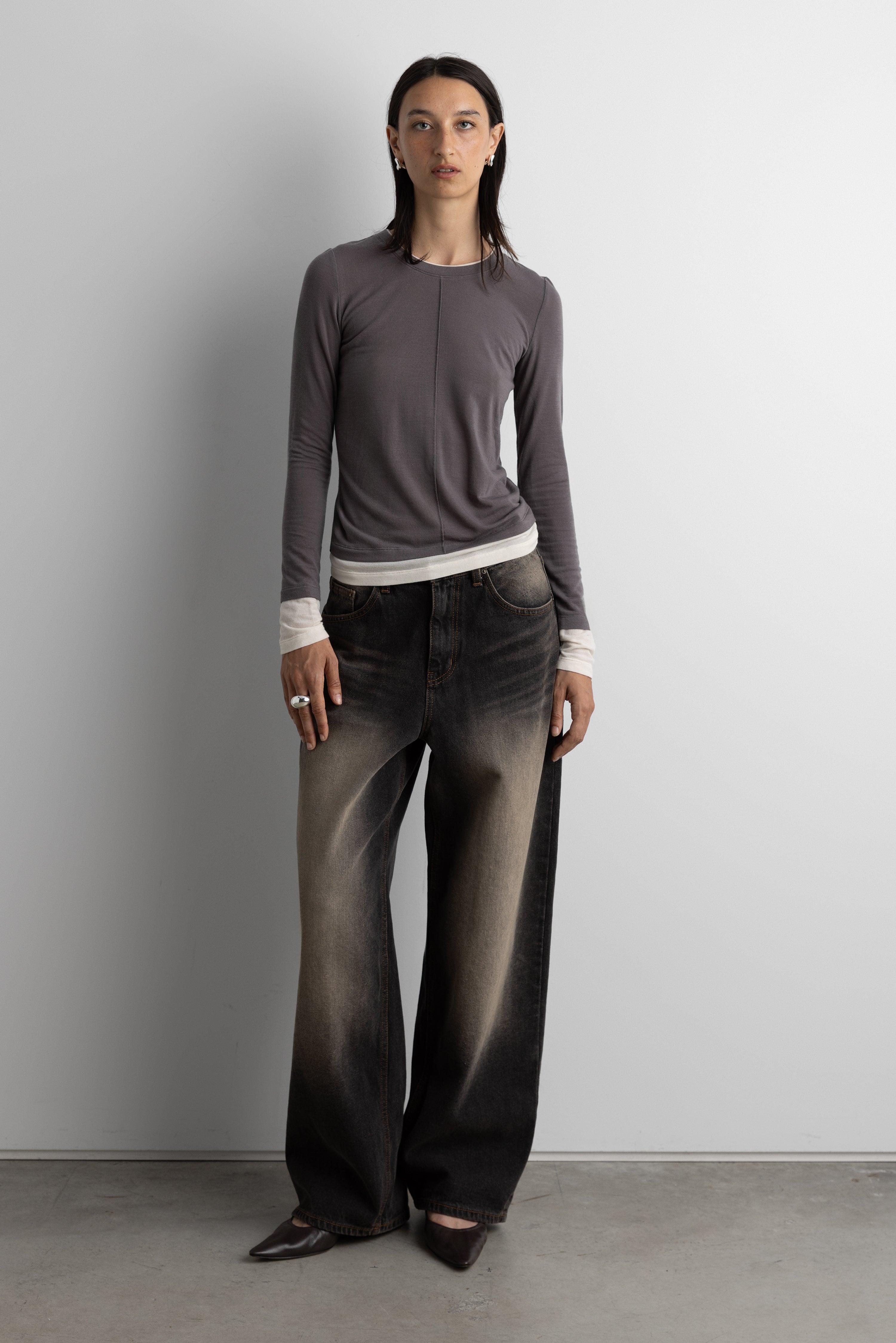 LAYERED EFFECT LONG SLEEVE TOP by OAK + FORT