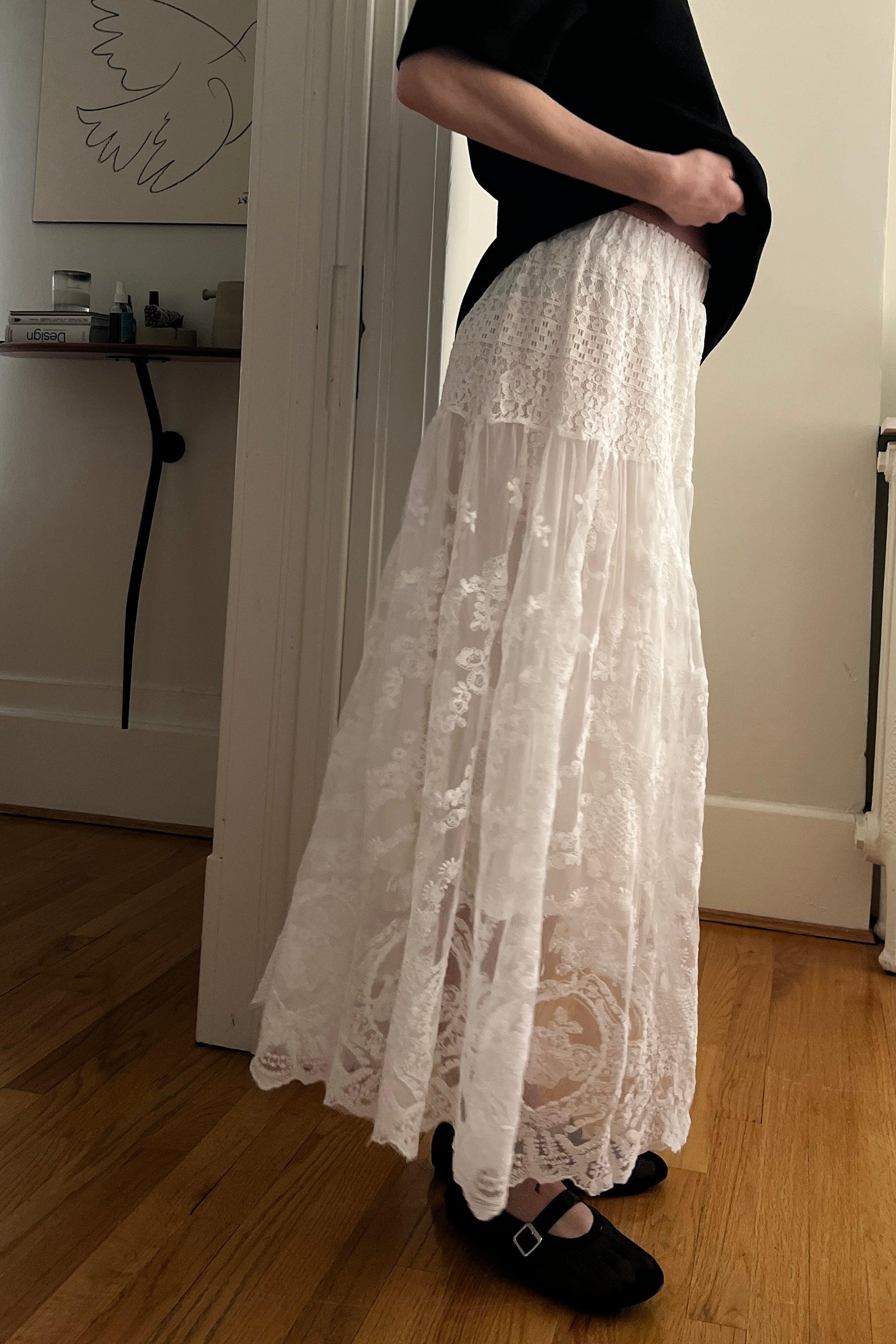 LAYERED LACE MIDI SKIRT by OAK + FORT