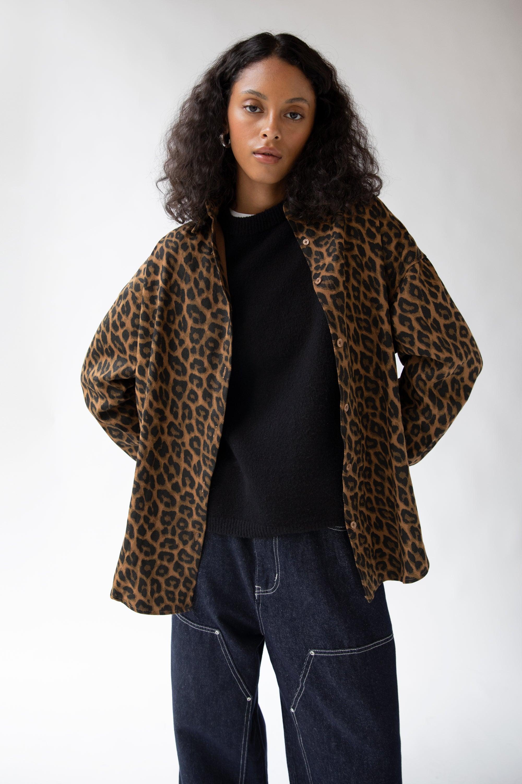LEOPARD PRINT BUTTON UP SHIRT by OAK + FORT