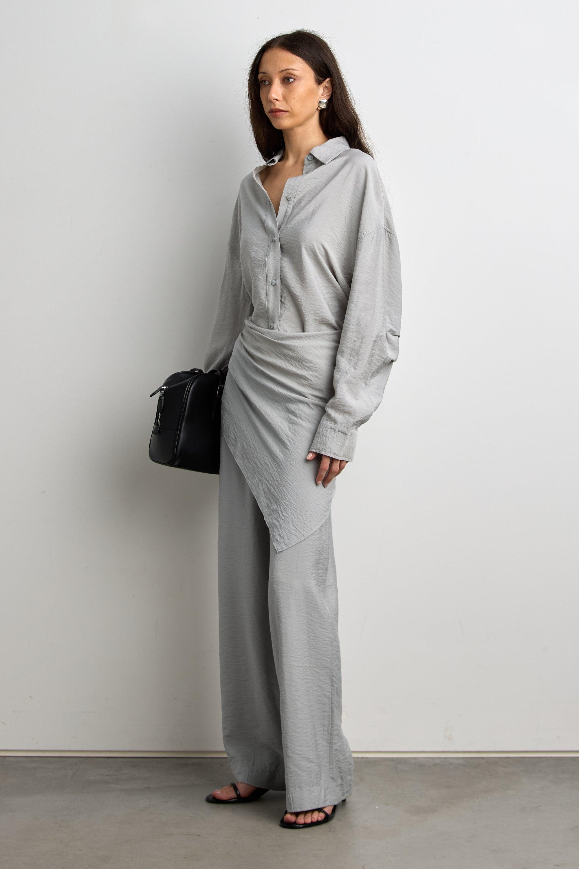 LIGHTWEIGHT CRINKLED PANT WITH WAIST SCARF by OAK + FORT