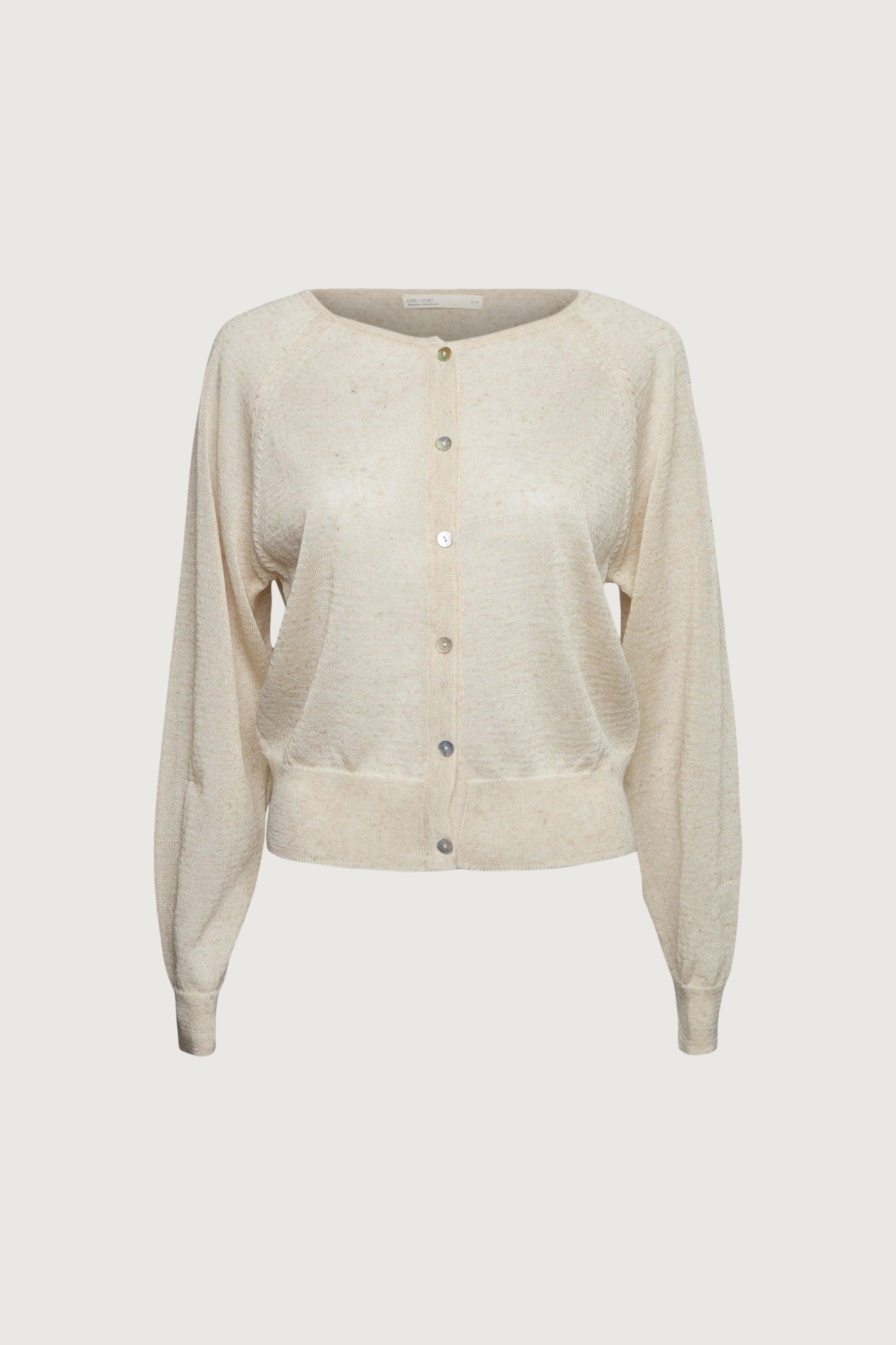 LINEN BLEND BUTTON-UP CARDIGAN by OAK + FORT