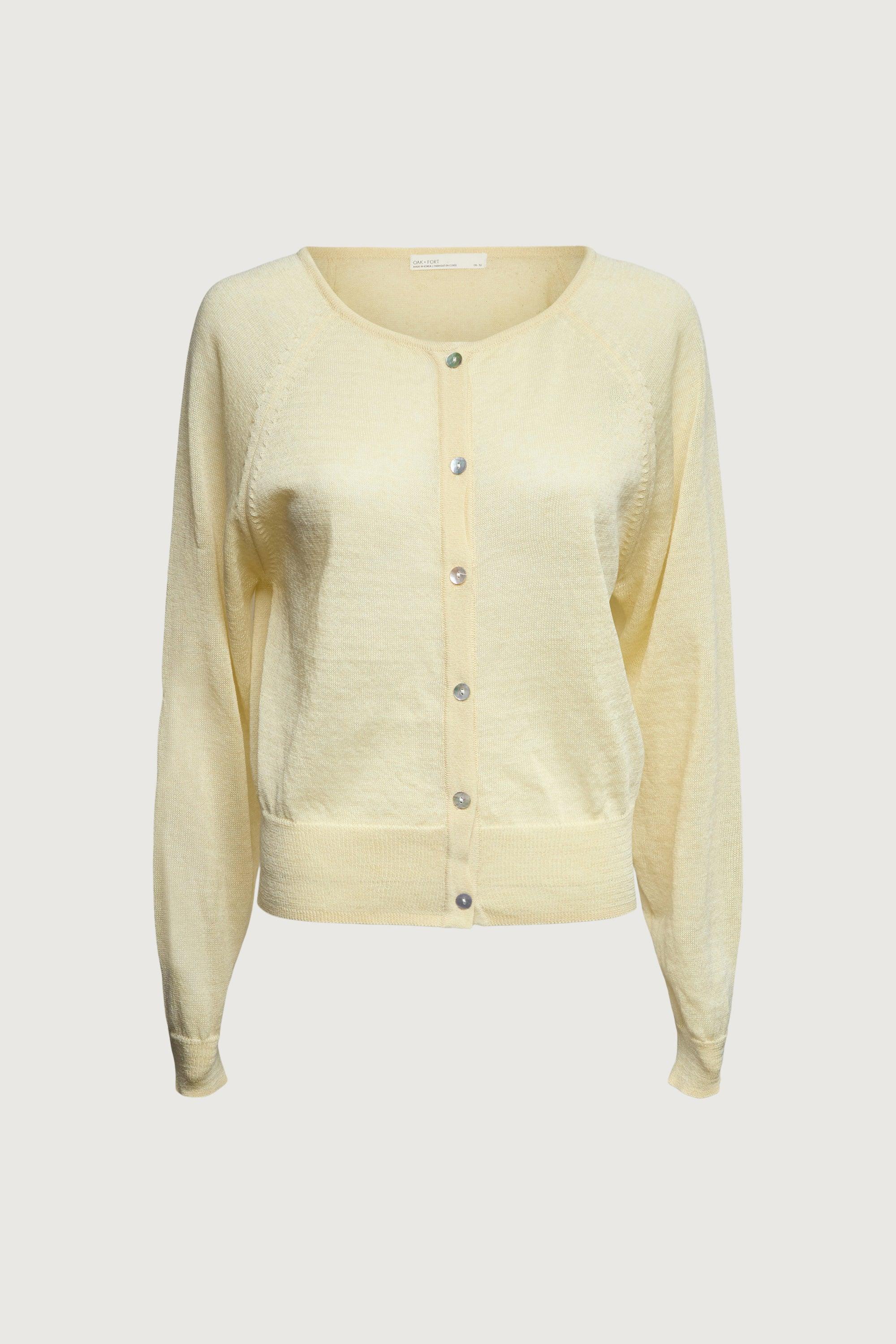 LINEN BLEND BUTTON-UP CARDIGAN by OAK + FORT