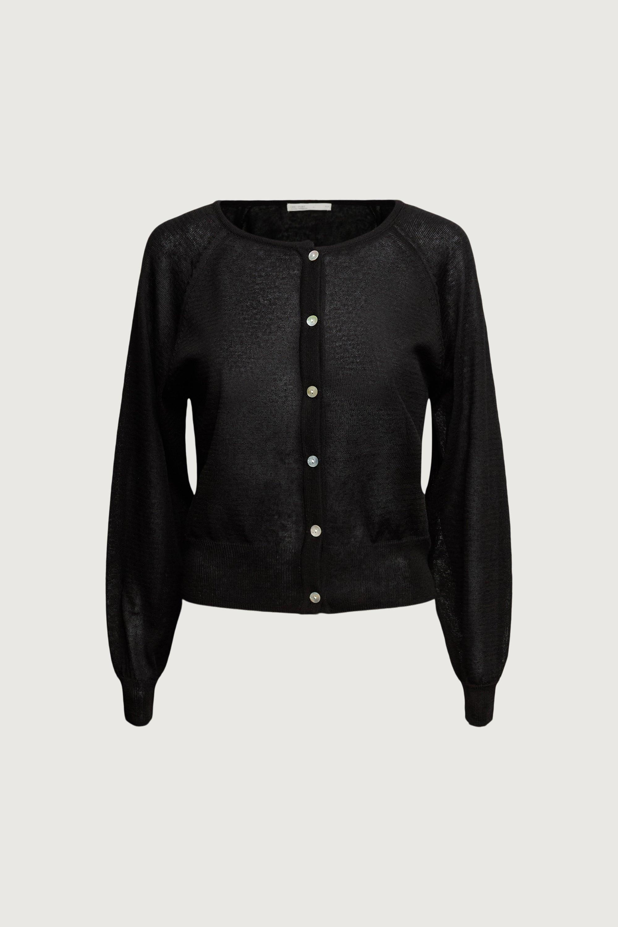 LINEN BLEND BUTTON-UP CARDIGAN by OAK + FORT
