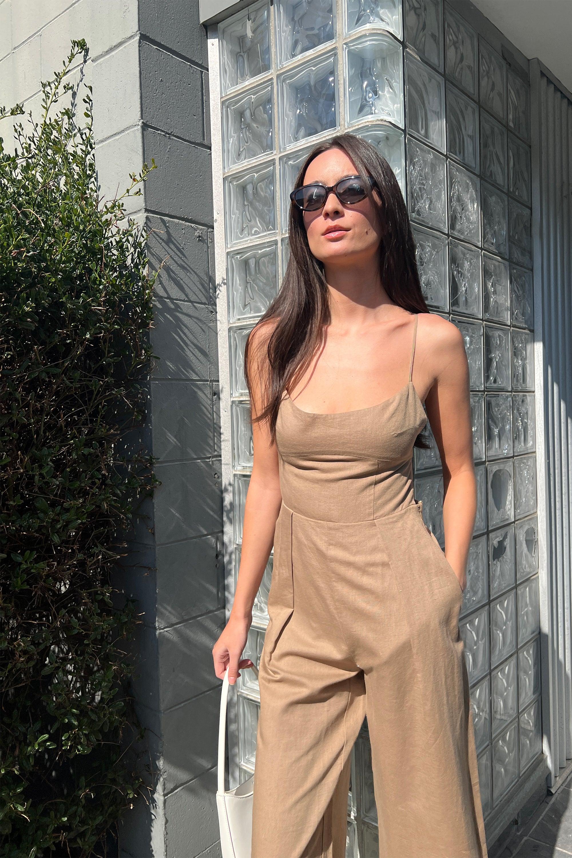 LINEN BLEND JUMPSUIT by OAK + FORT