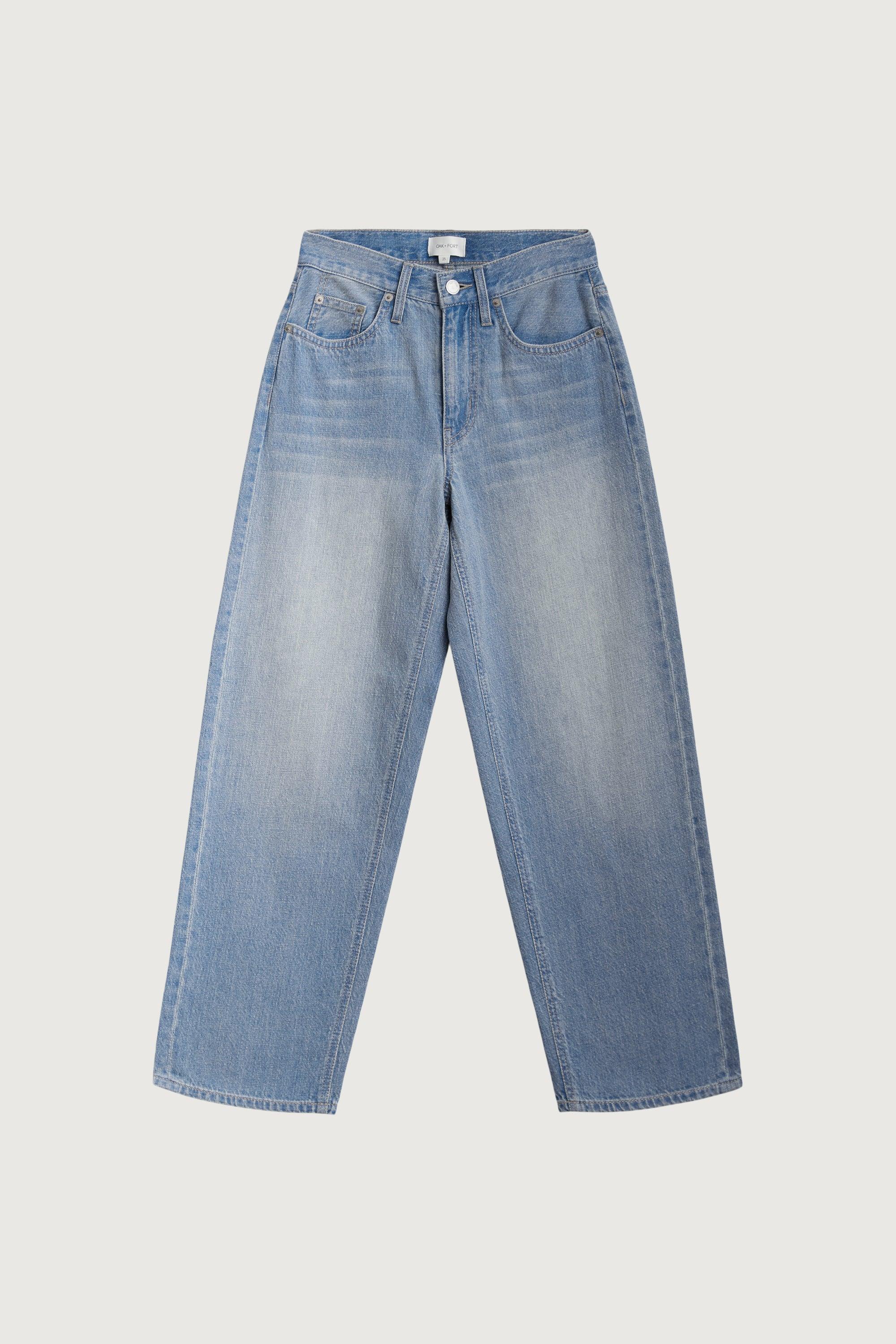 LINEN BLEND MID-RISE STRAIGHT LEG JEAN by OAK + FORT