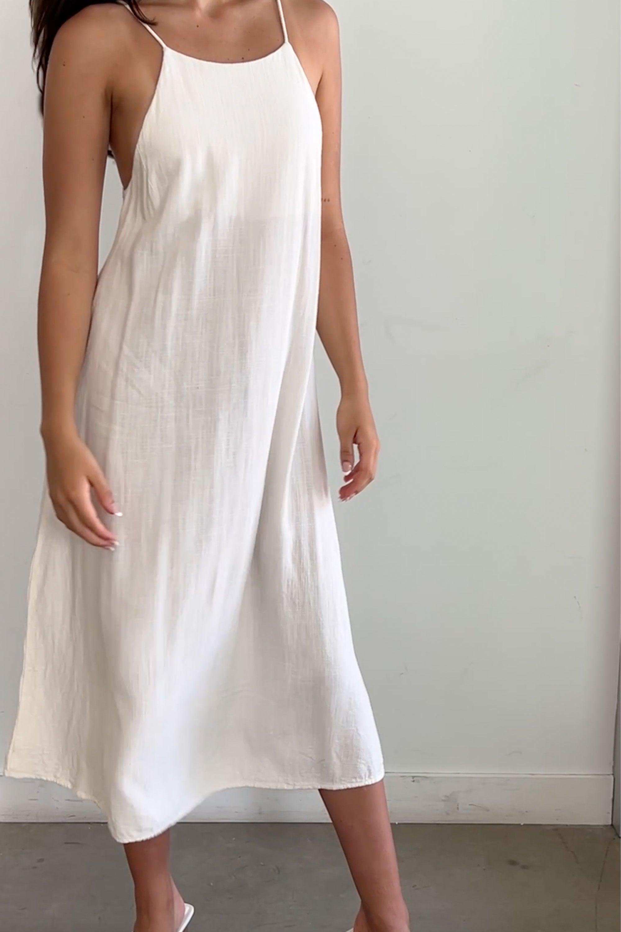 LINEN BLEND MIDI DRESS by OAK + FORT