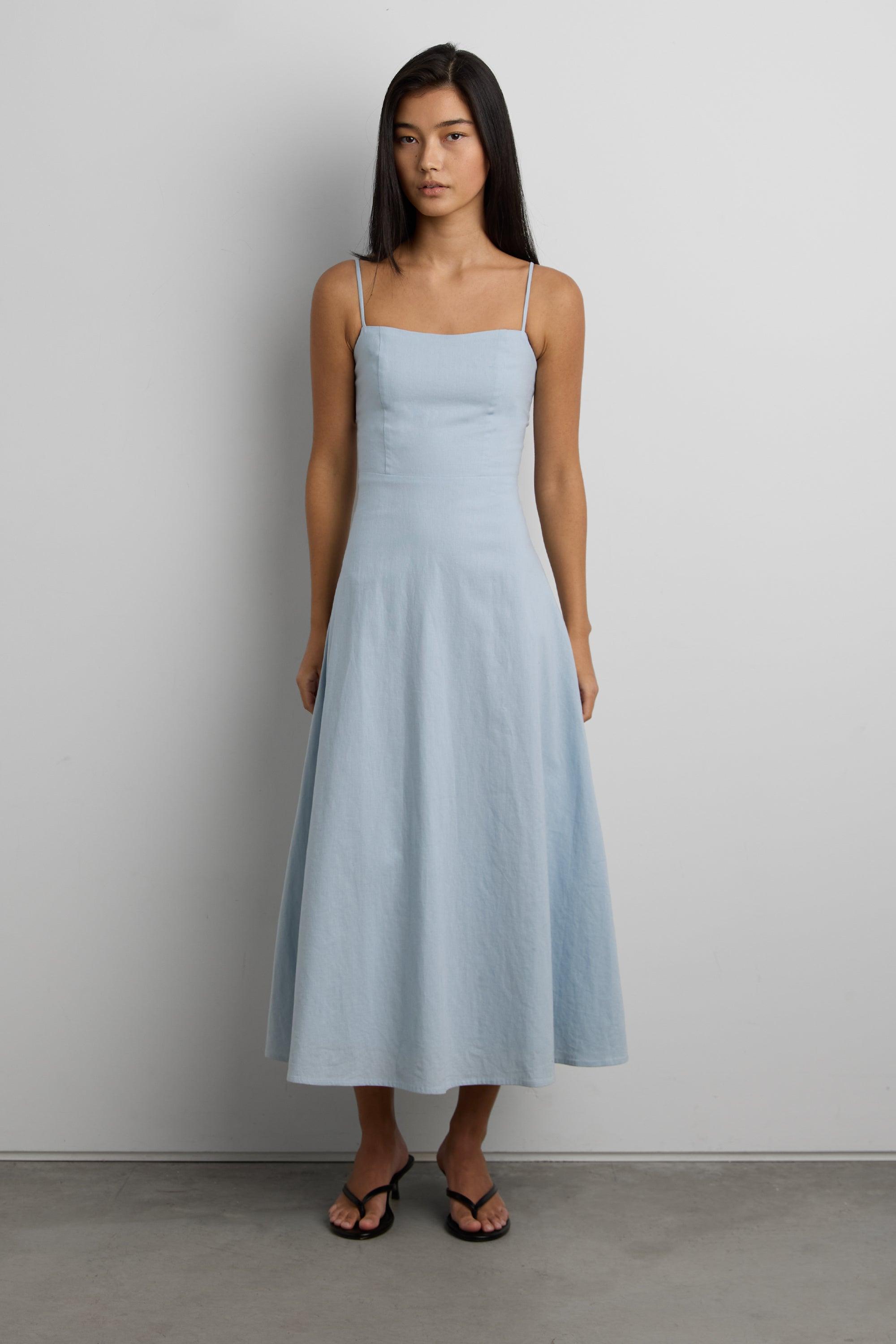 LINEN BLEND MIDI DRESS by OAK + FORT