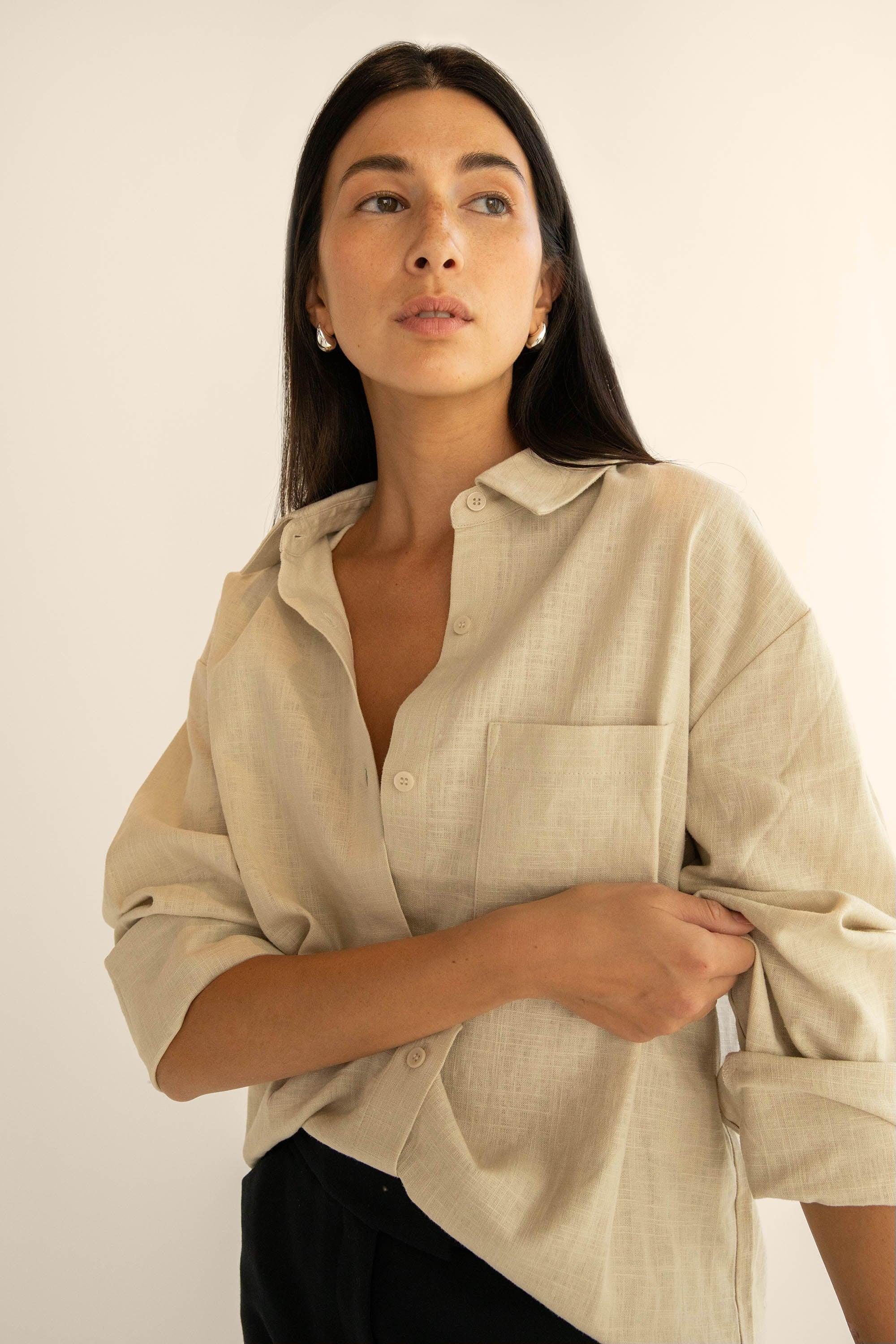LINEN BLEND SHIRT by OAK + FORT