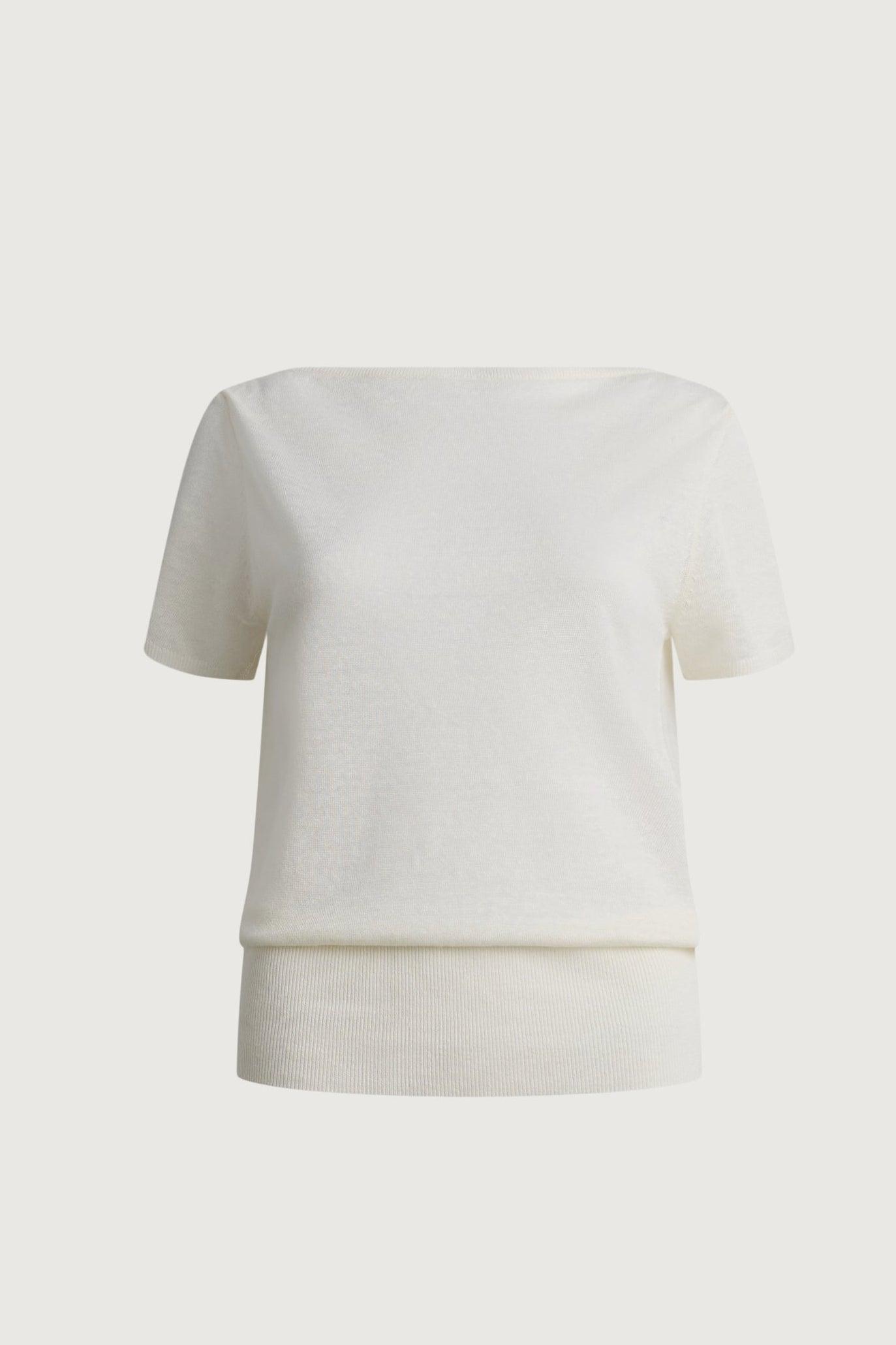 LINEN BLEND SHORT SLEEVE SWEATER by OAK + FORT