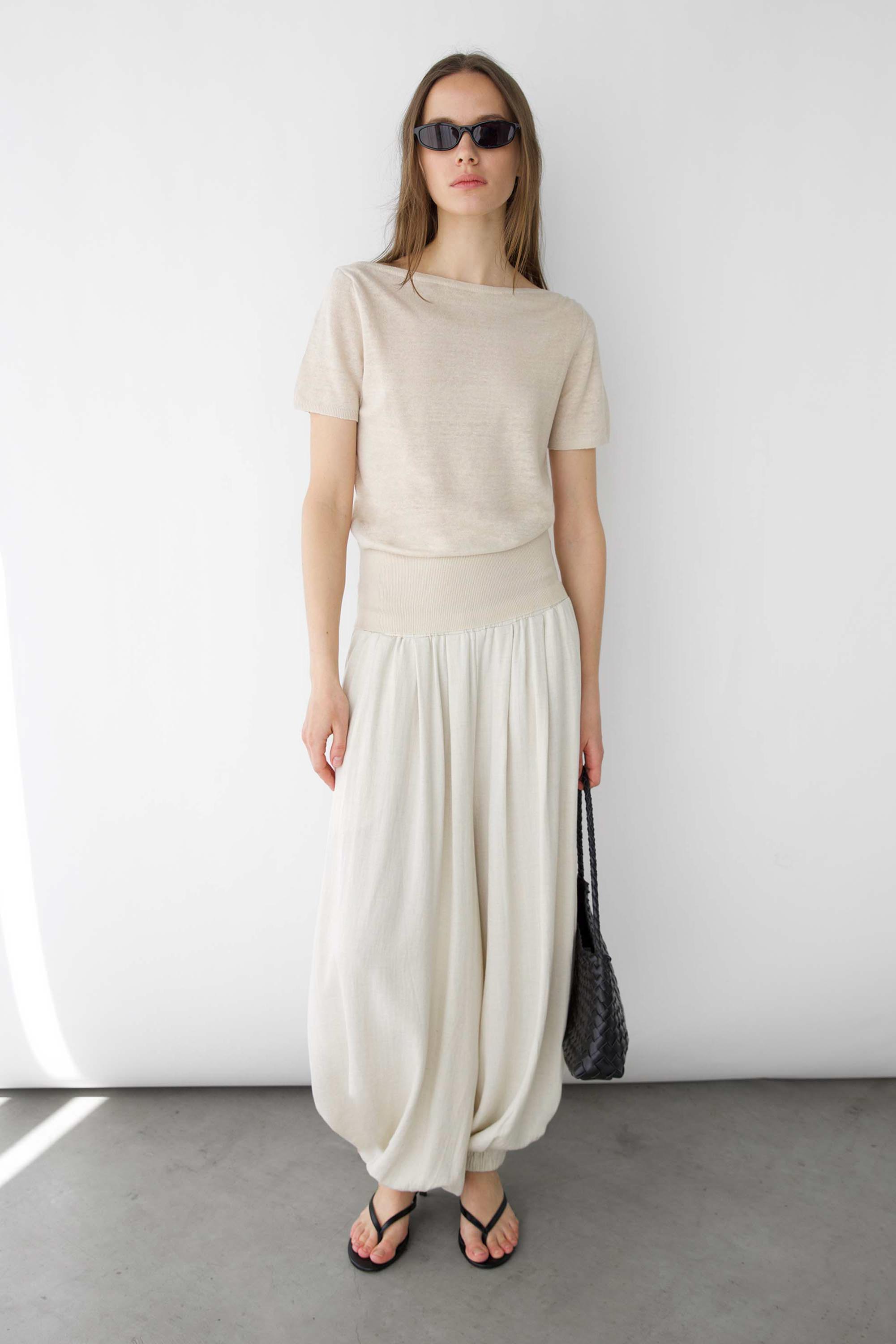 LINEN BLEND SHORT SLEEVE SWEATER by OAK + FORT