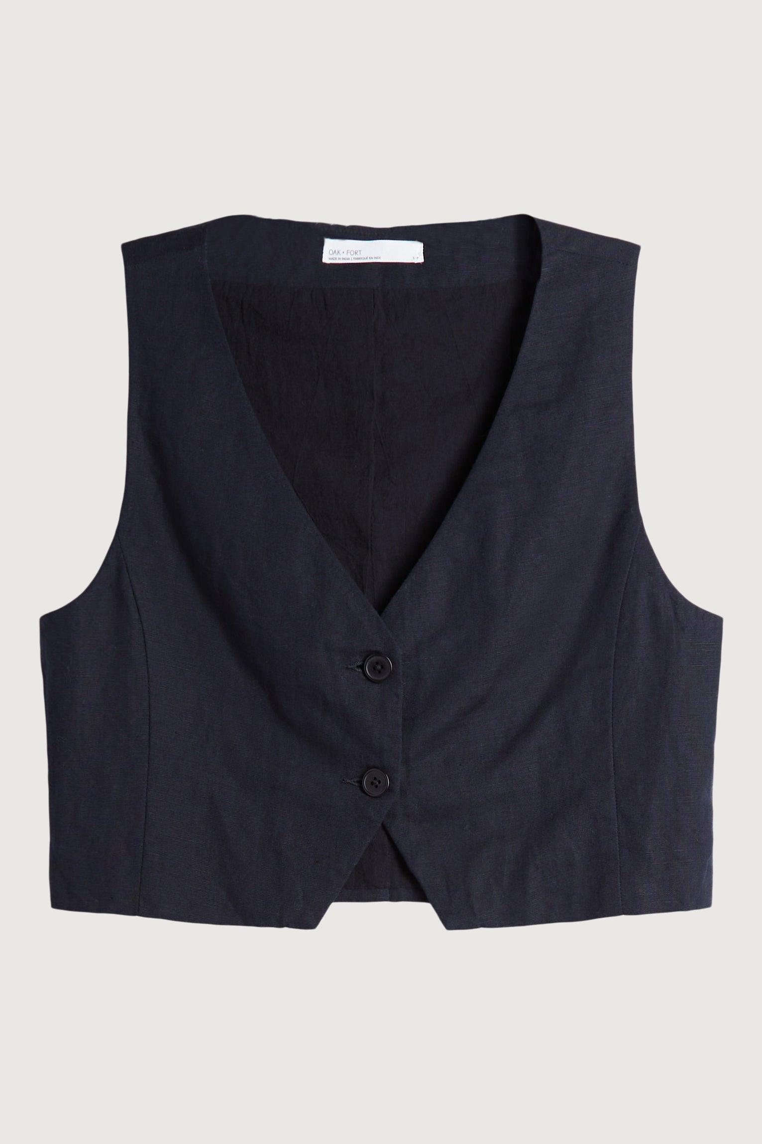 LINEN BLEND SUITING VEST by OAK + FORT