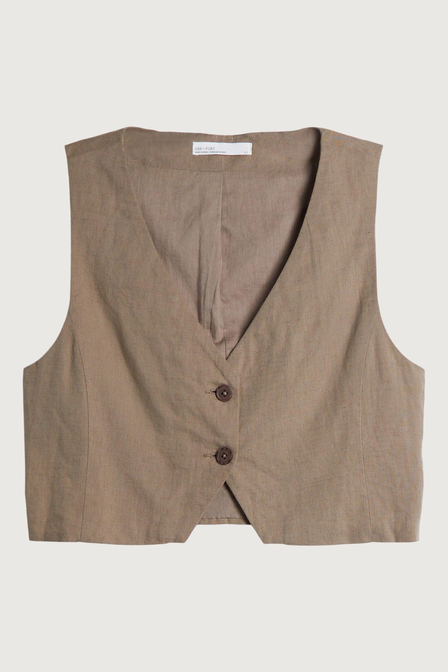 LINEN BLEND SUITING VEST by OAK + FORT