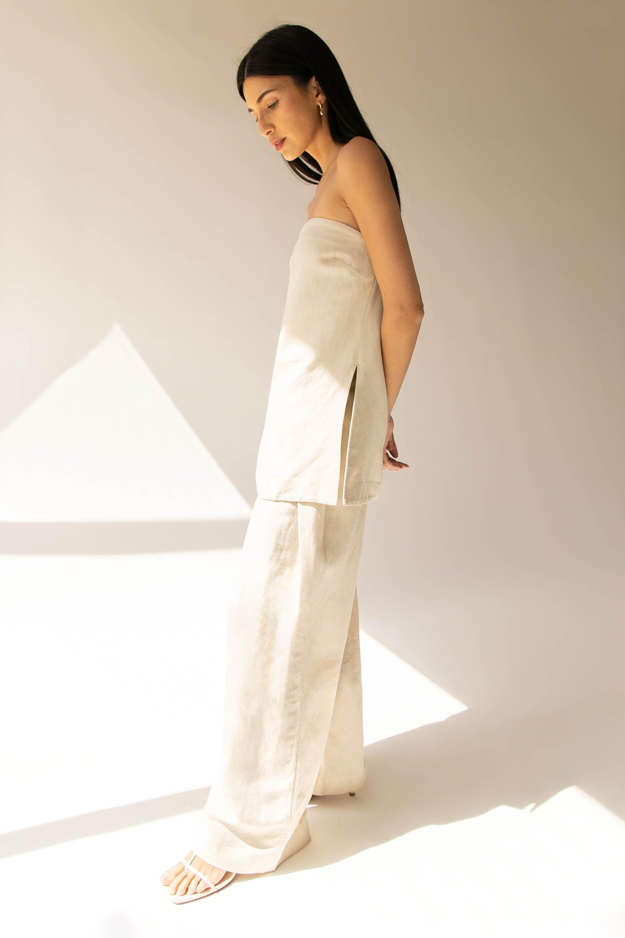 LINEN BLEND TUBE TOP by OAK + FORT