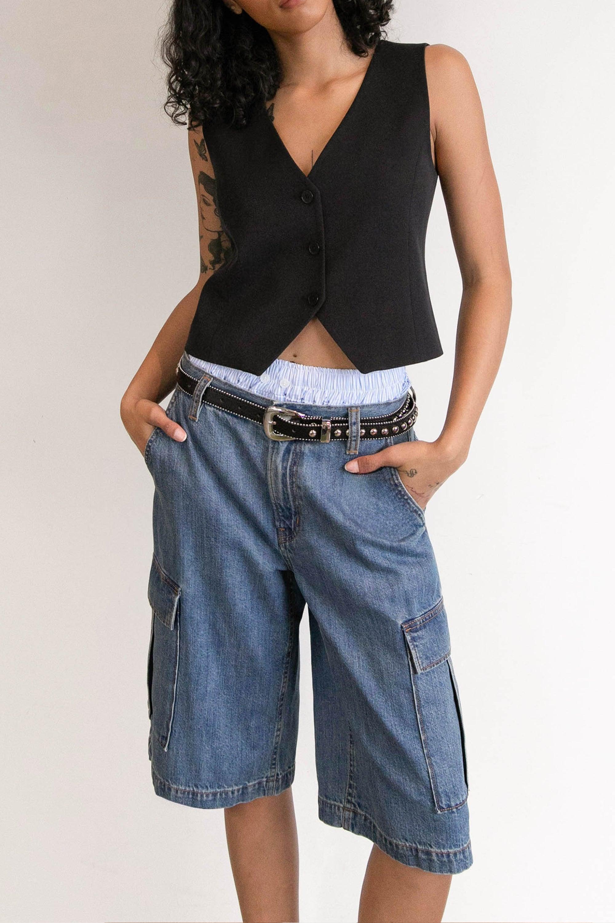 LONG CARGO DENIM SHORT by OAK + FORT